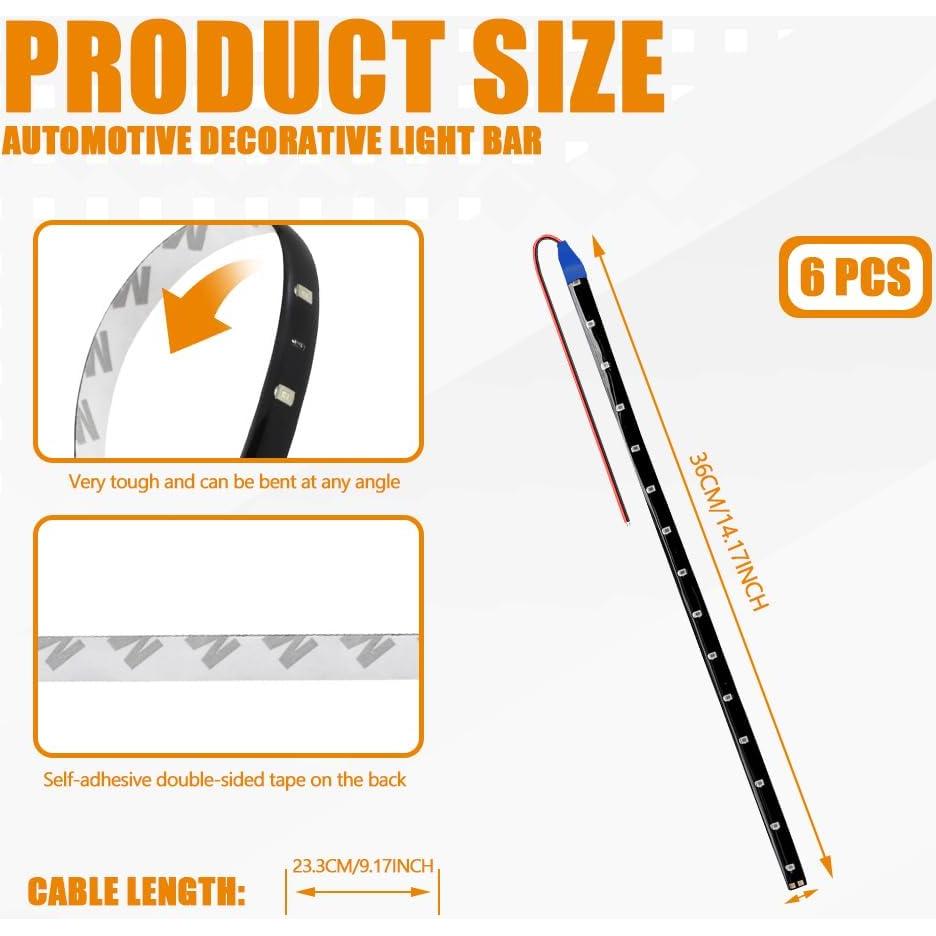 Tira de Luz LED HEVLE 30cm Azul Hielo 6PCS a Prueba de Agua