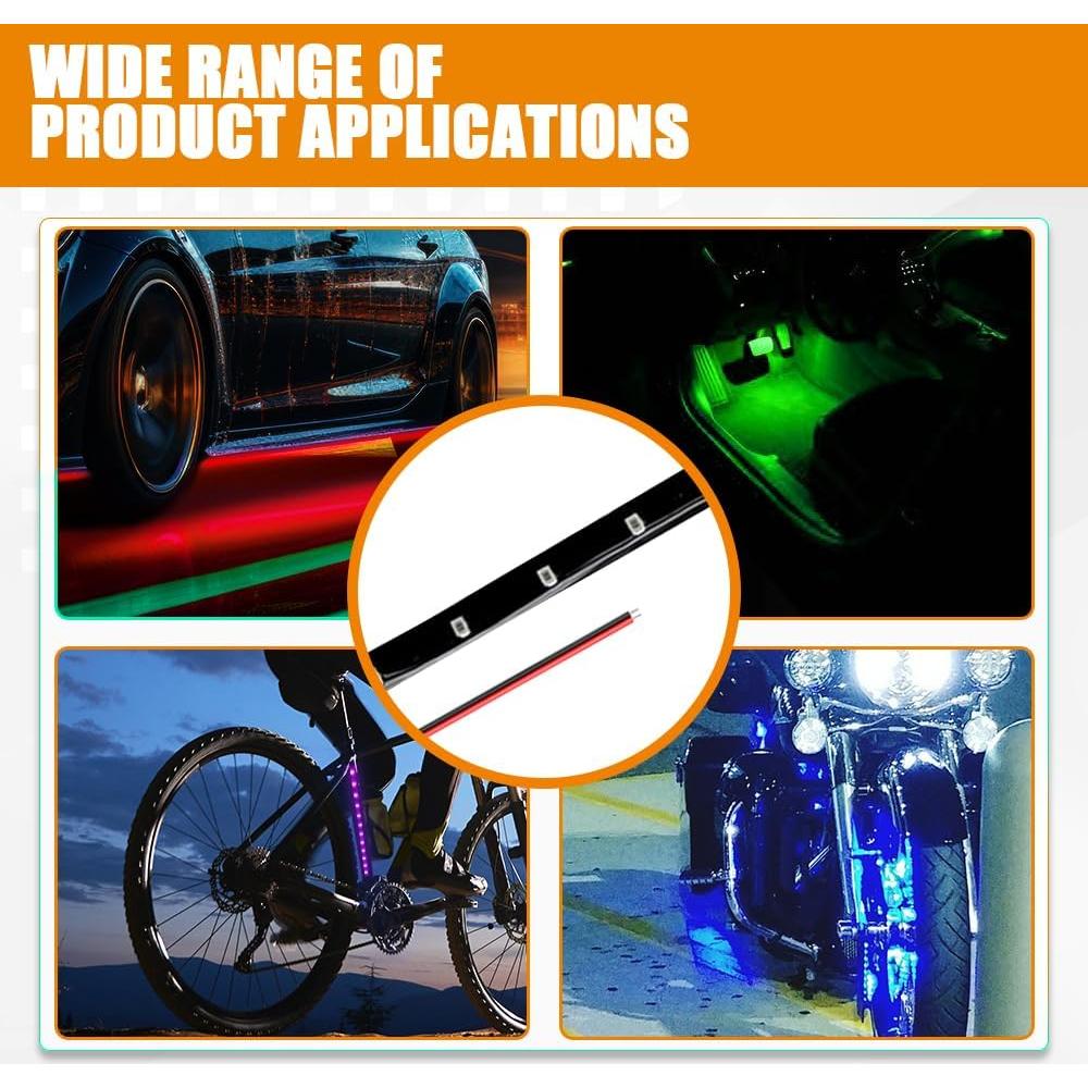 Tira de Luz LED HEVLE 30cm Azul Hielo 6PCS a Prueba de Agua