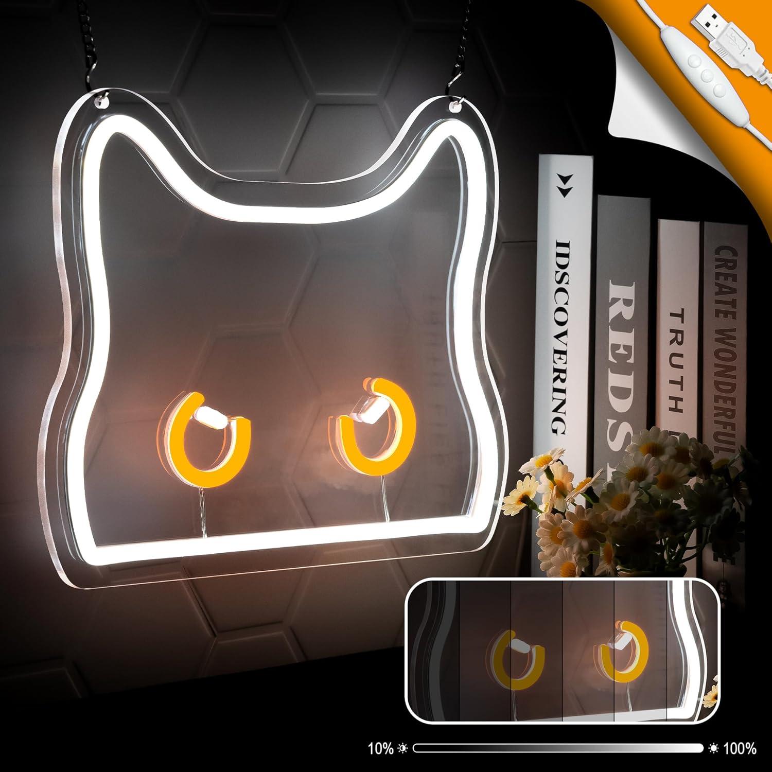 Cartel de Neón Gato Lcneond LED 30x24.3 cm Decoración