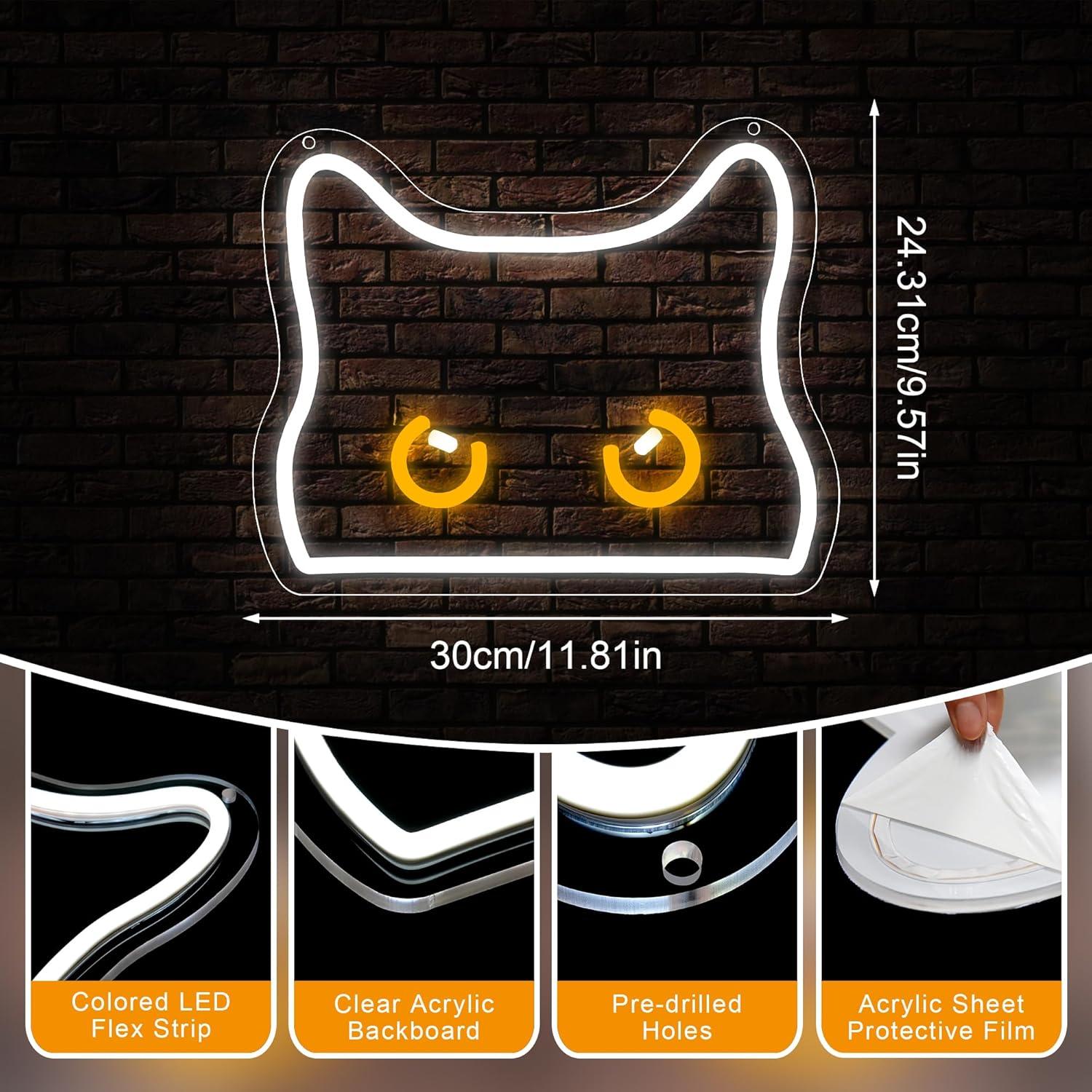 Cartel de Neón Gato Lcneond LED 30x24.3 cm Decoración