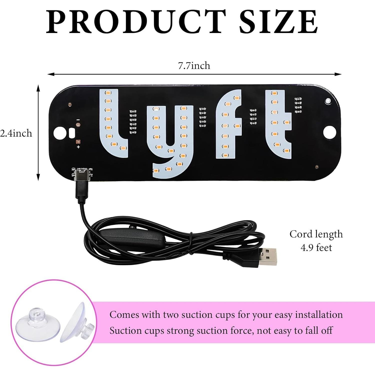 Cartel LED para Parabrisas BWBWND, Luz Rosa 19.5x6 cm