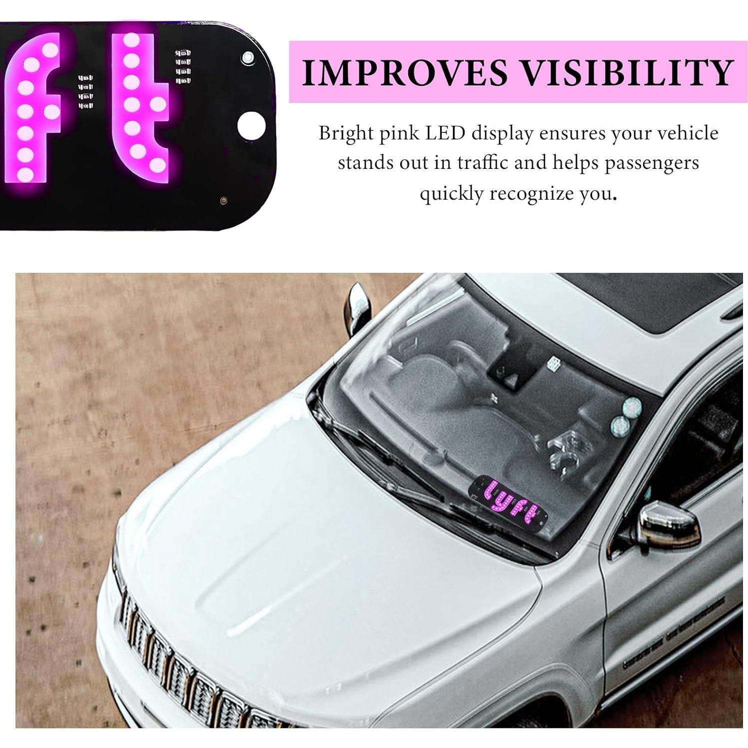 Cartel LED para Parabrisas BWBWND, Luz Rosa 19.5x6 cm