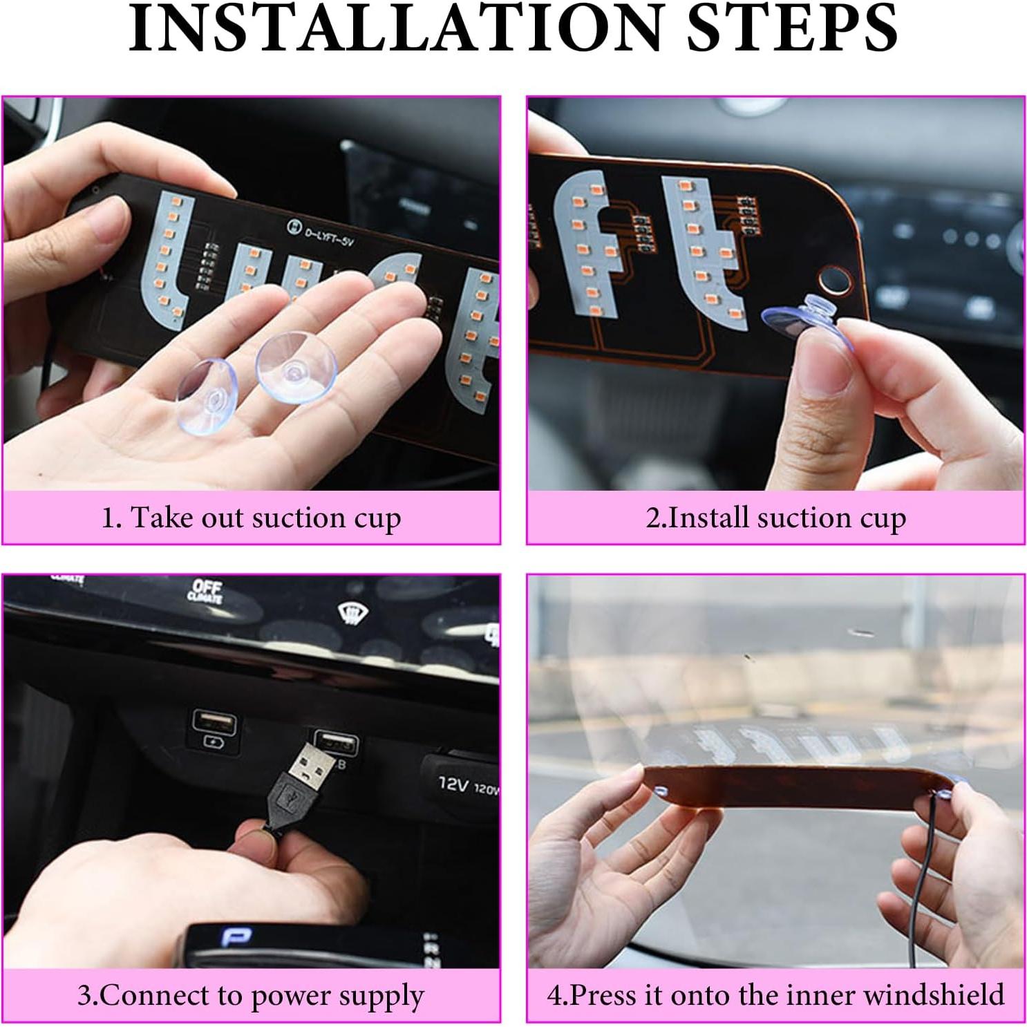 Cartel LED para Parabrisas BWBWND, Luz Rosa 19.5x6 cm