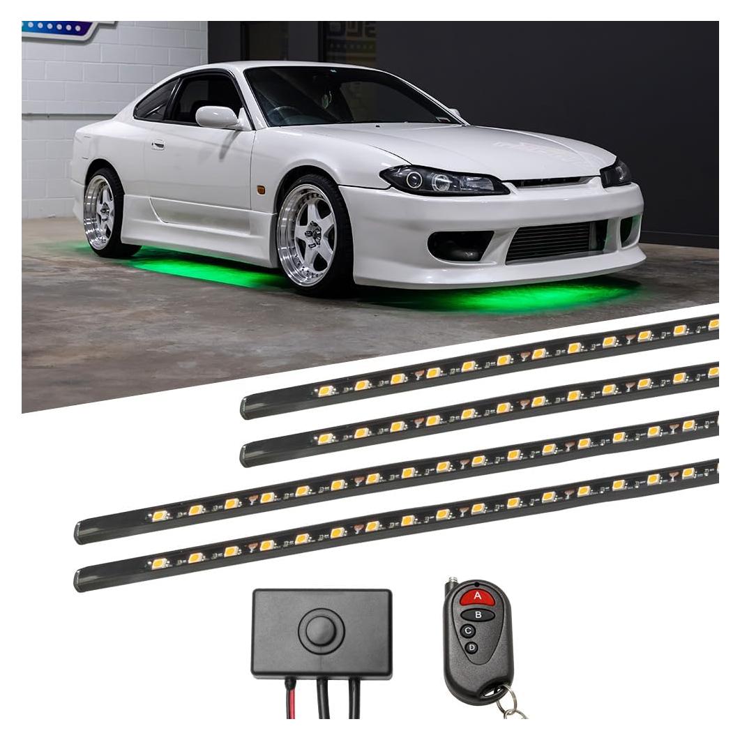 Kit de Iluminación LEDGlow 4pc Verde Slimline para Bajo Carro