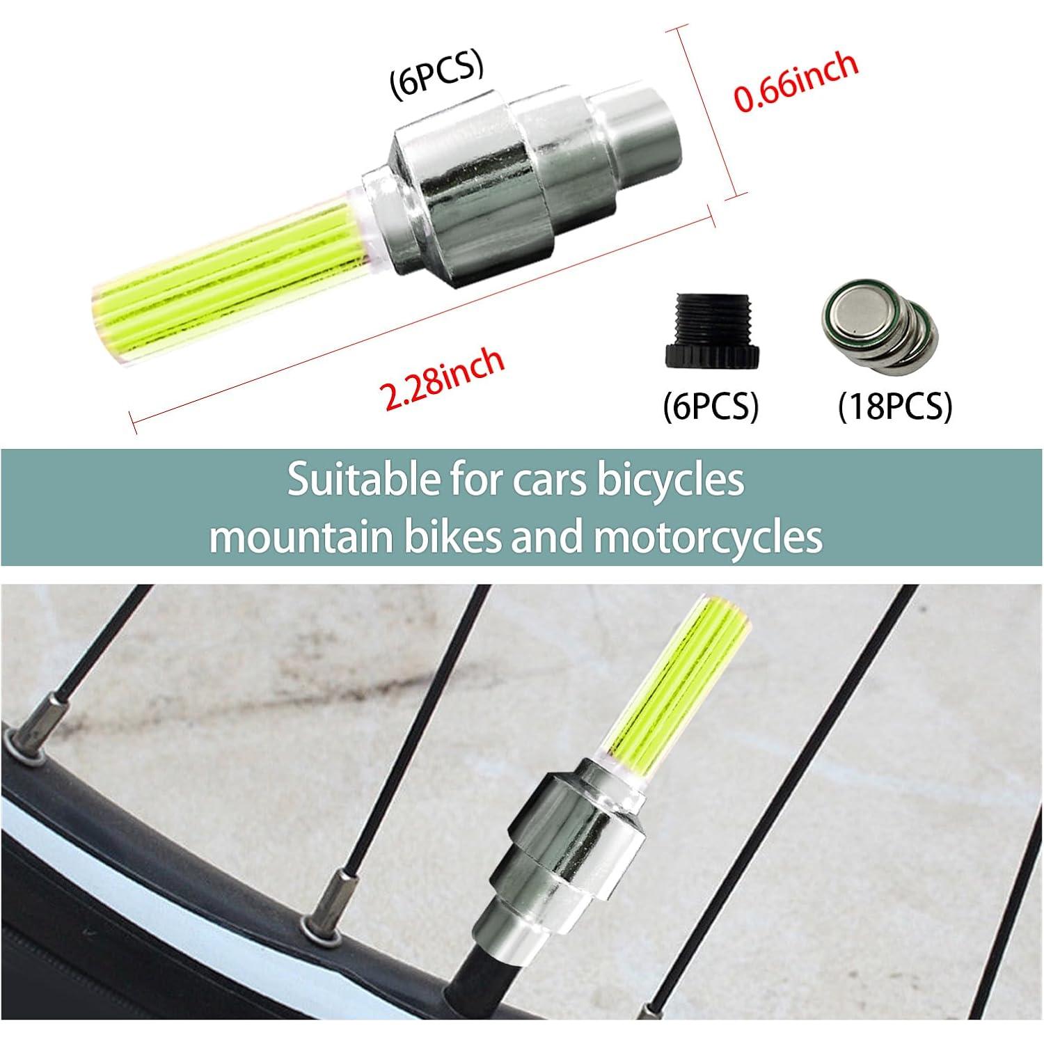 6 Luces LED para Ruedas Dickno - Tapa de Válvula Amarillo