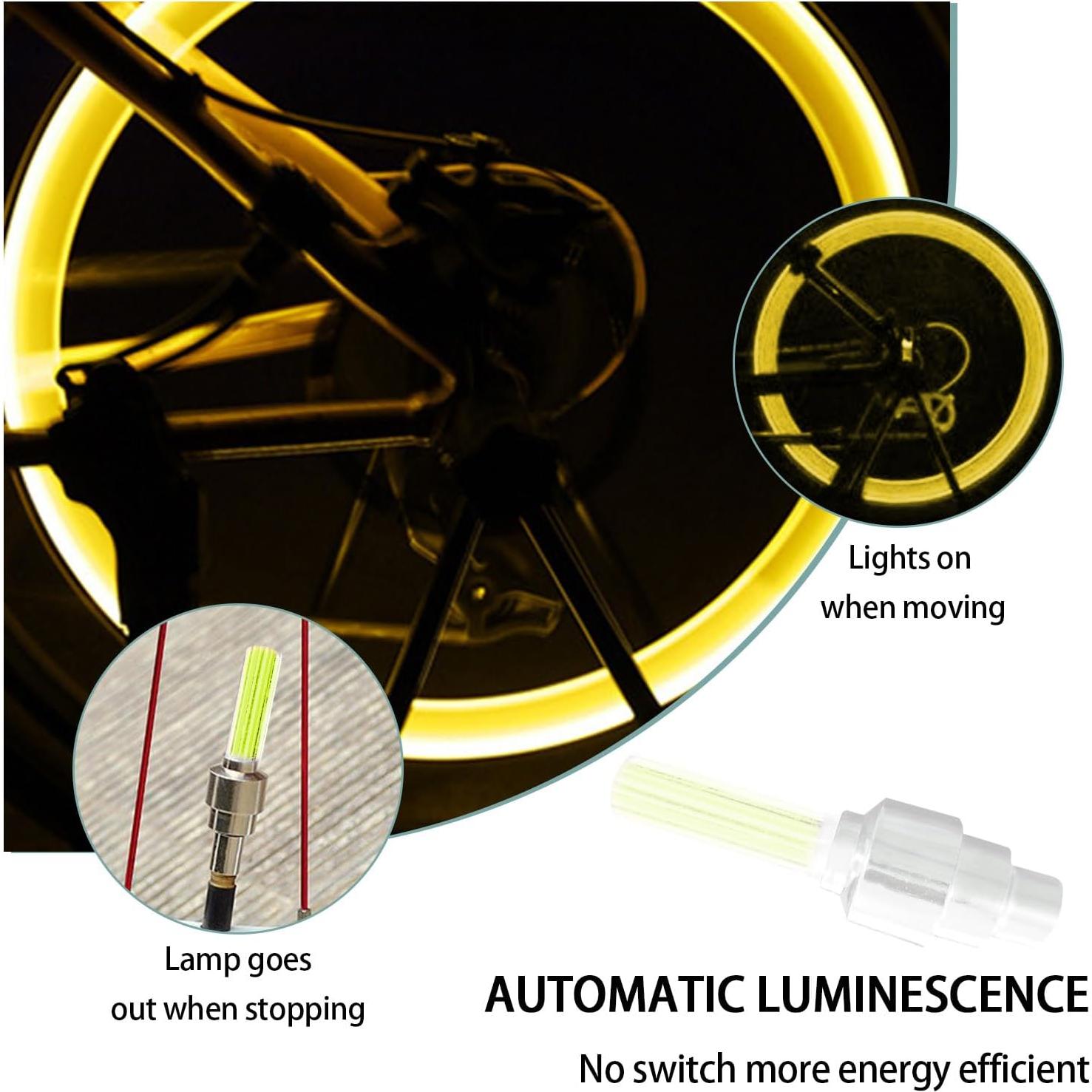 6 Luces LED para Ruedas Dickno - Tapa de Válvula Amarillo