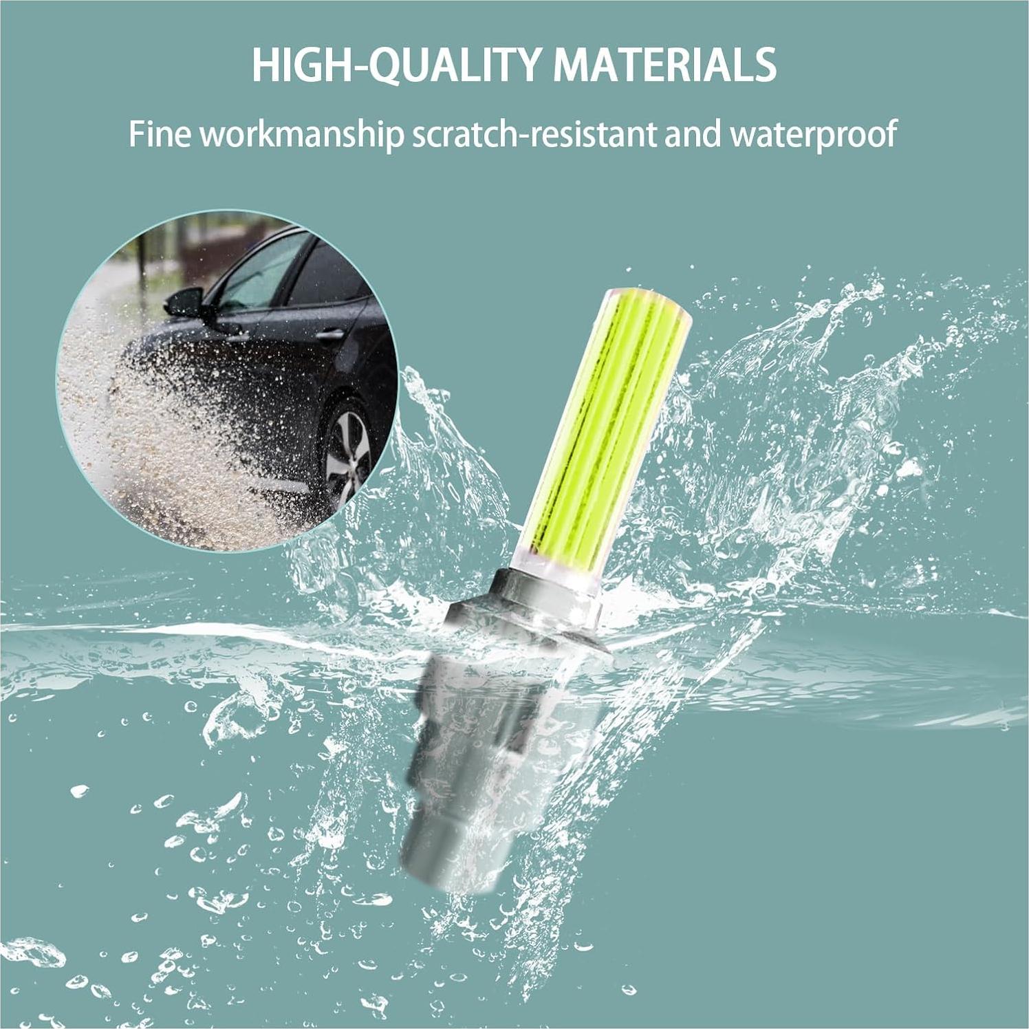 6 Luces LED para Ruedas Dickno - Tapa de Válvula Amarillo