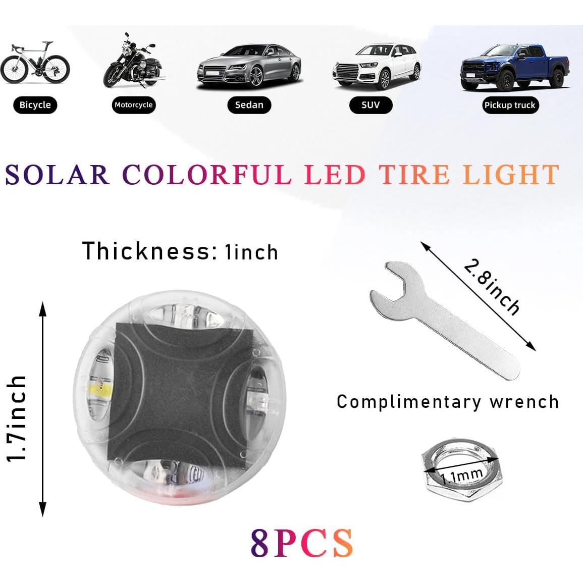 Luces de Rueda de Neumático Wevdn LED Solar 8 PCS