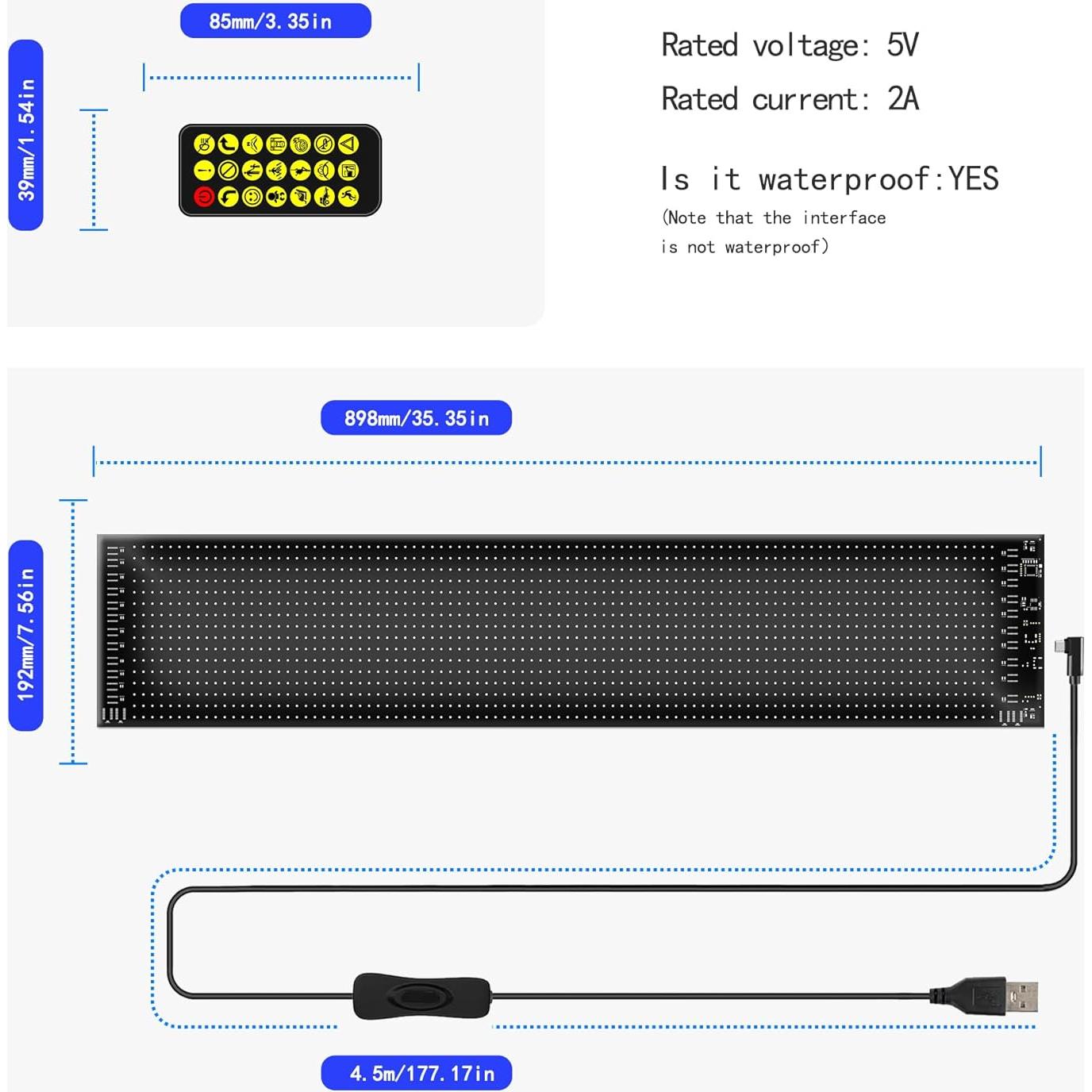 Luz LED Ojos del Diablo Cjgyz 89.9x19.1cm Programable