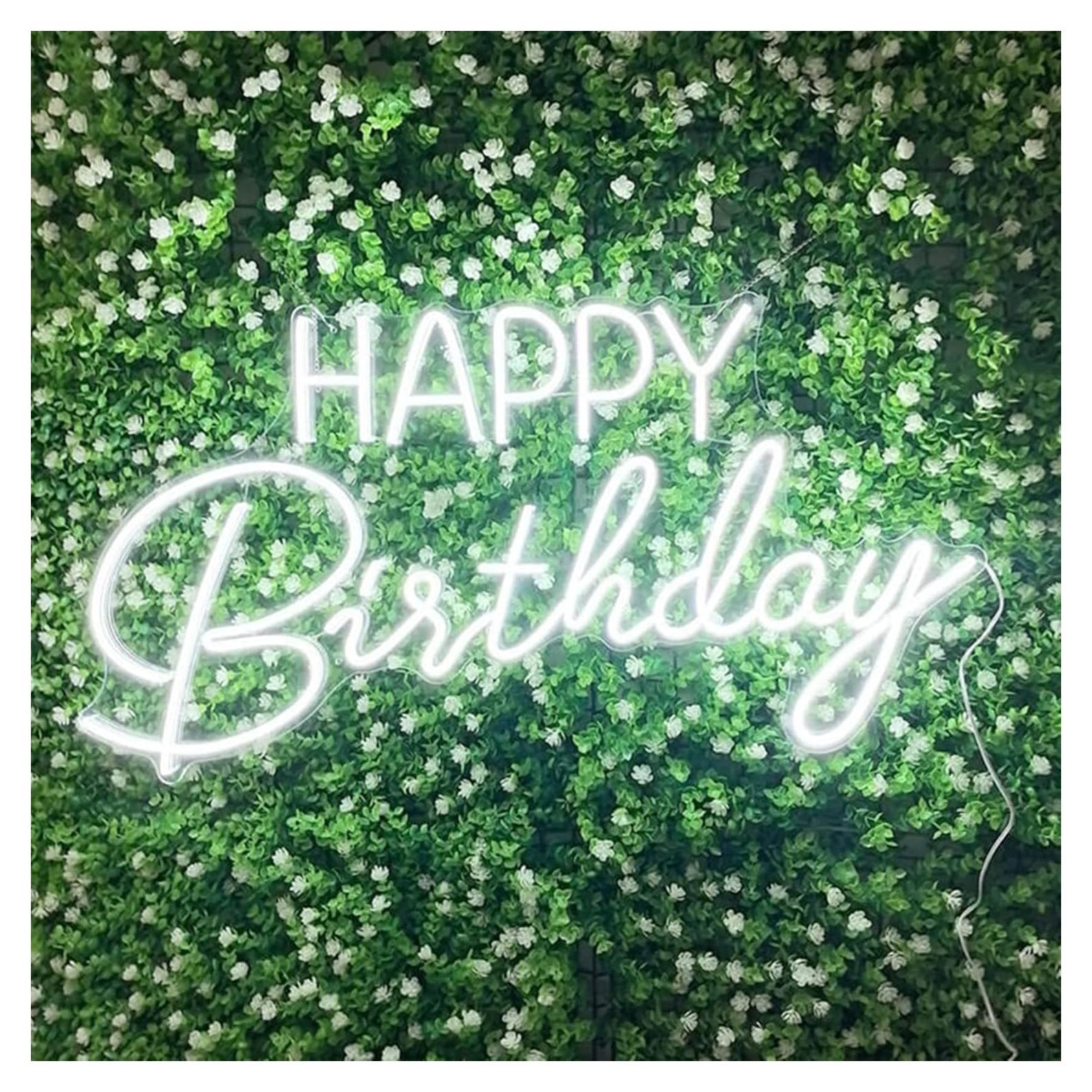 Letrero de Neón LED Personalizado Feliz Cumpleaños 60x30cm