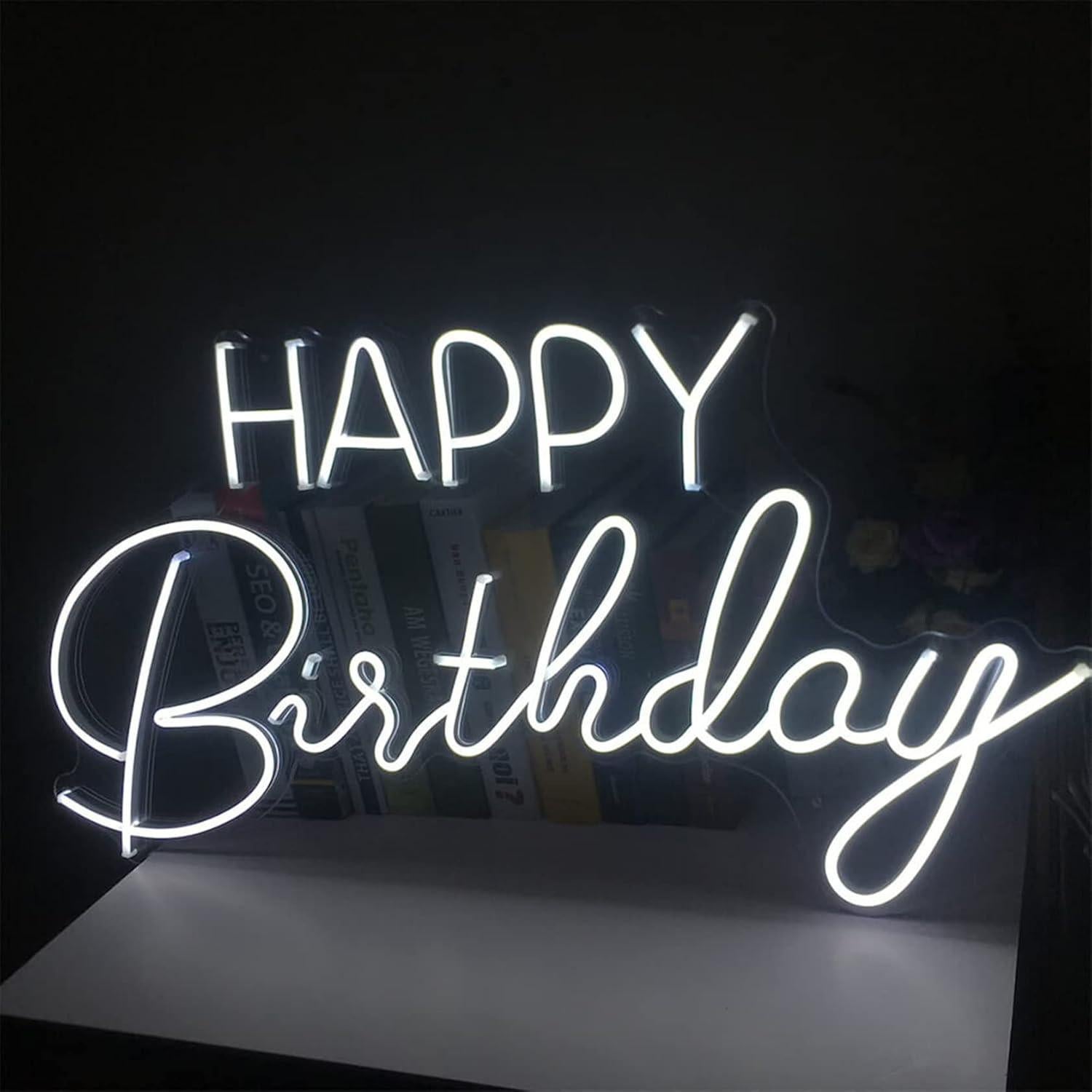 Letrero de Neón LED Personalizado Feliz Cumpleaños 60x30cm