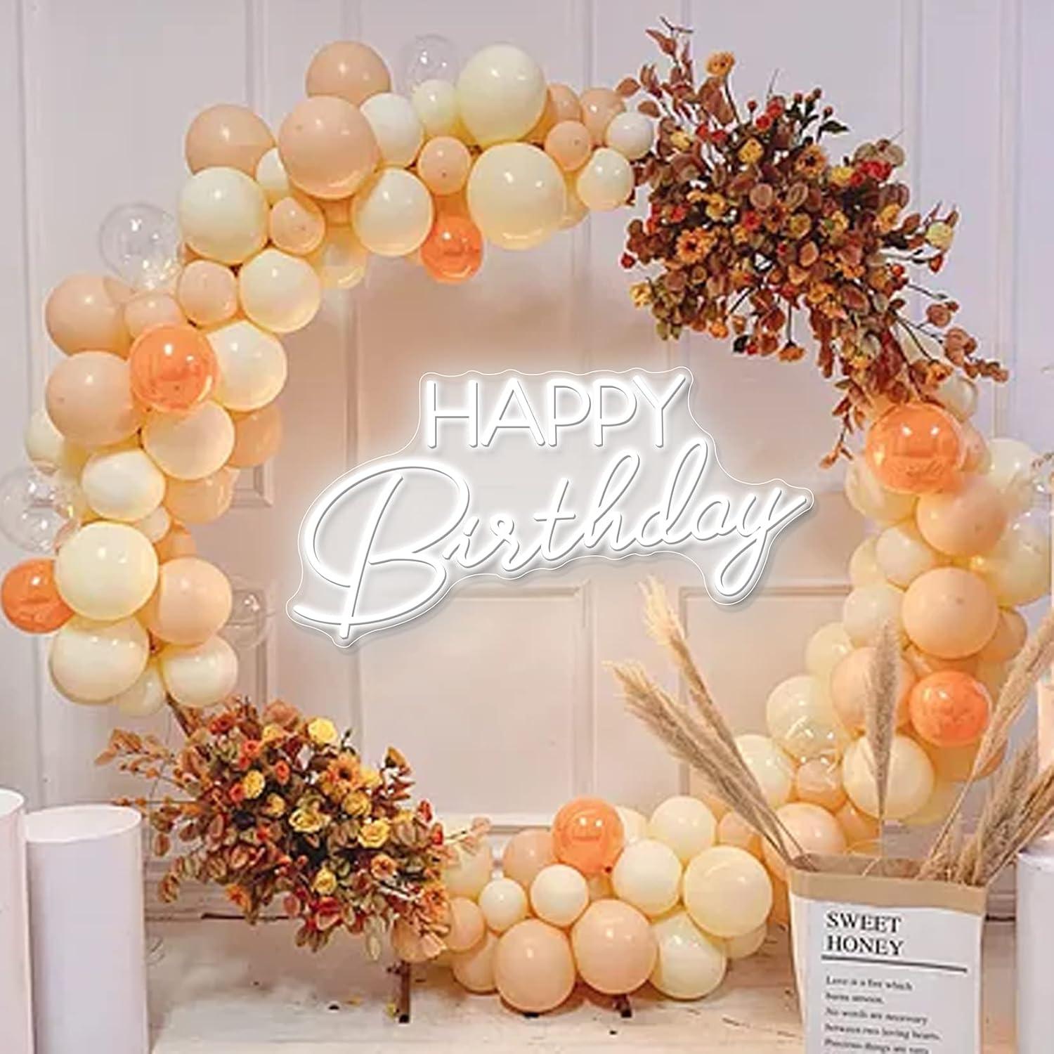 Letrero de Neón LED Personalizado Feliz Cumpleaños 60x30cm