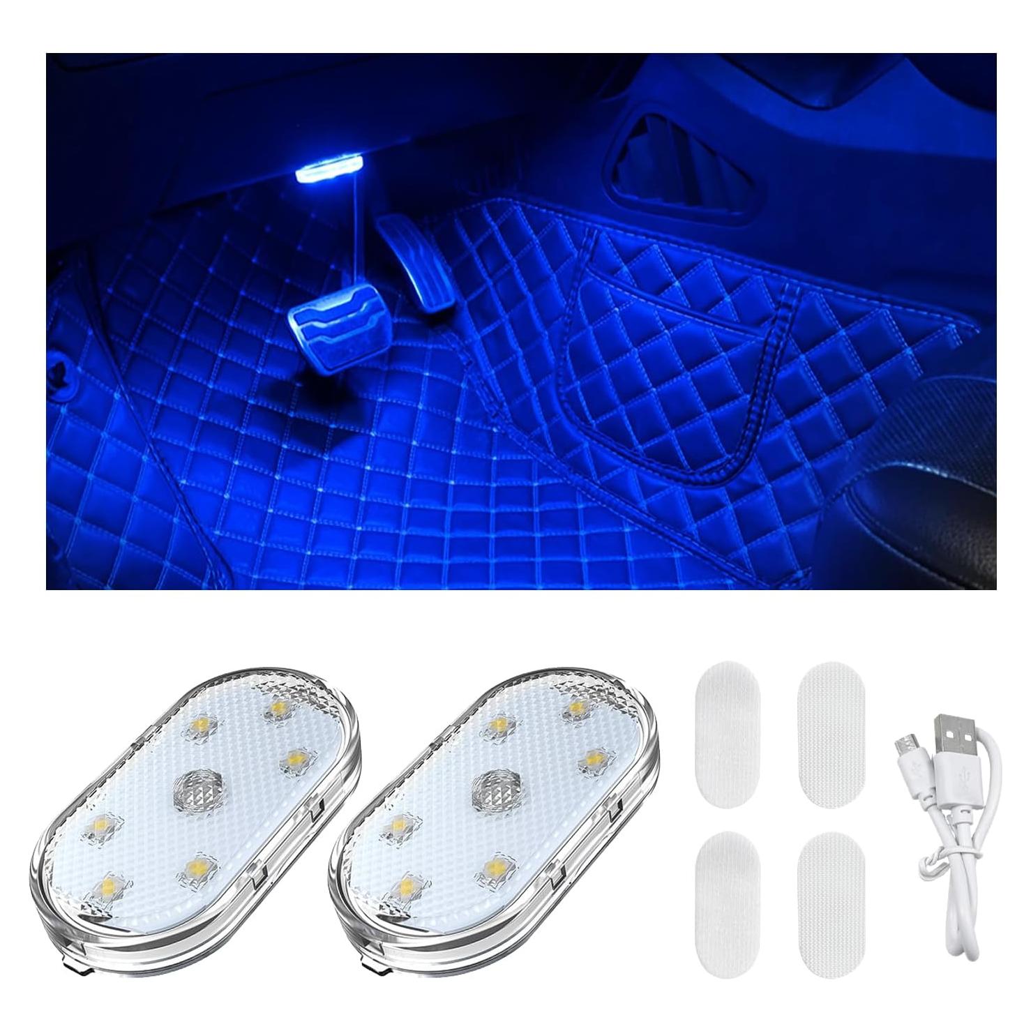 Luces LED Inalámbricas Wevdn para Automóvil Interior 2 Pcs Azul