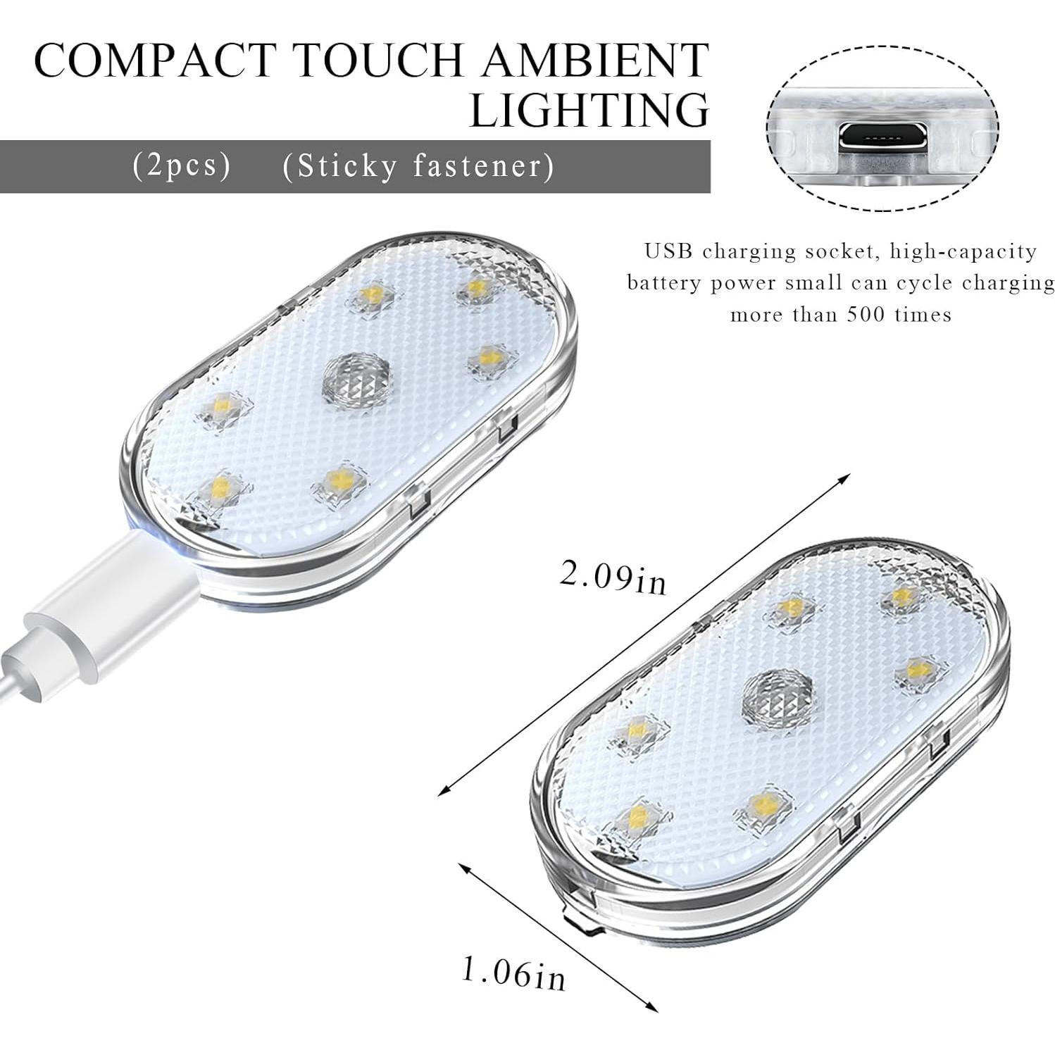 Luces LED Inalámbricas Wevdn para Automóvil Interior 2 Pcs Azul
