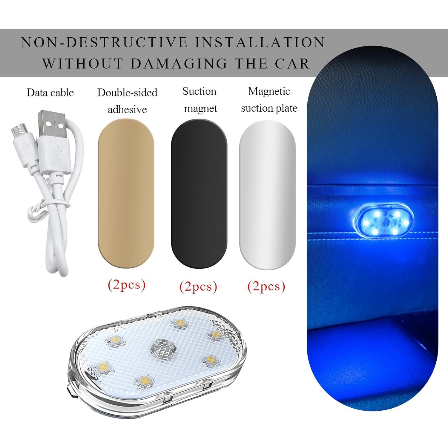 Luces LED Inalámbricas Wevdn para Automóvil Interior 2 Pcs Azul