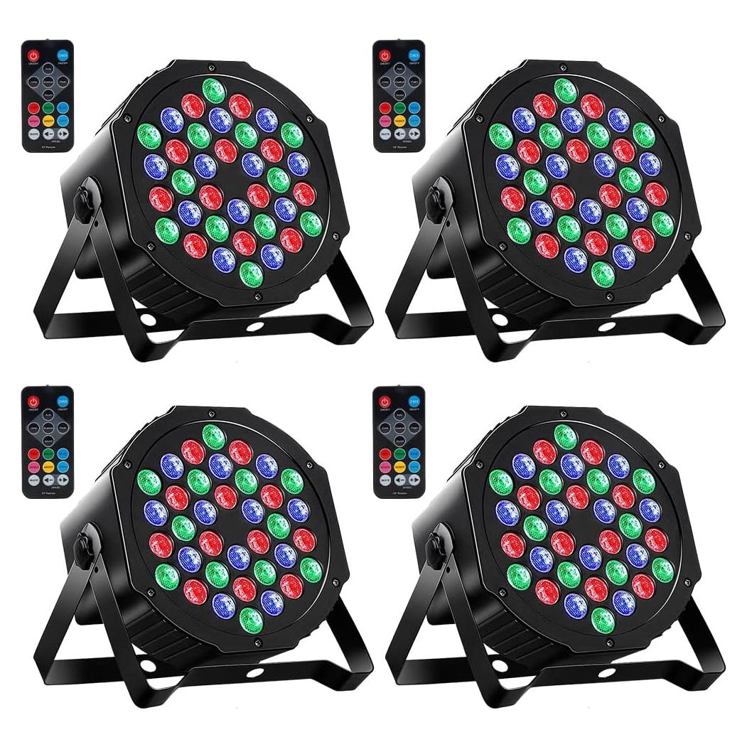 Luces PAR MOSFiATA 36 LED RGB con control remoto - Paquete de 4
