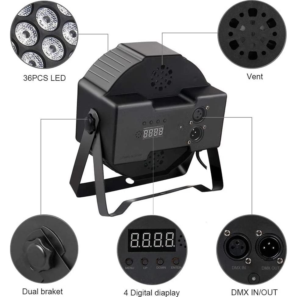 Luces PAR MOSFiATA 36 LED RGB con control remoto - Paquete de 4