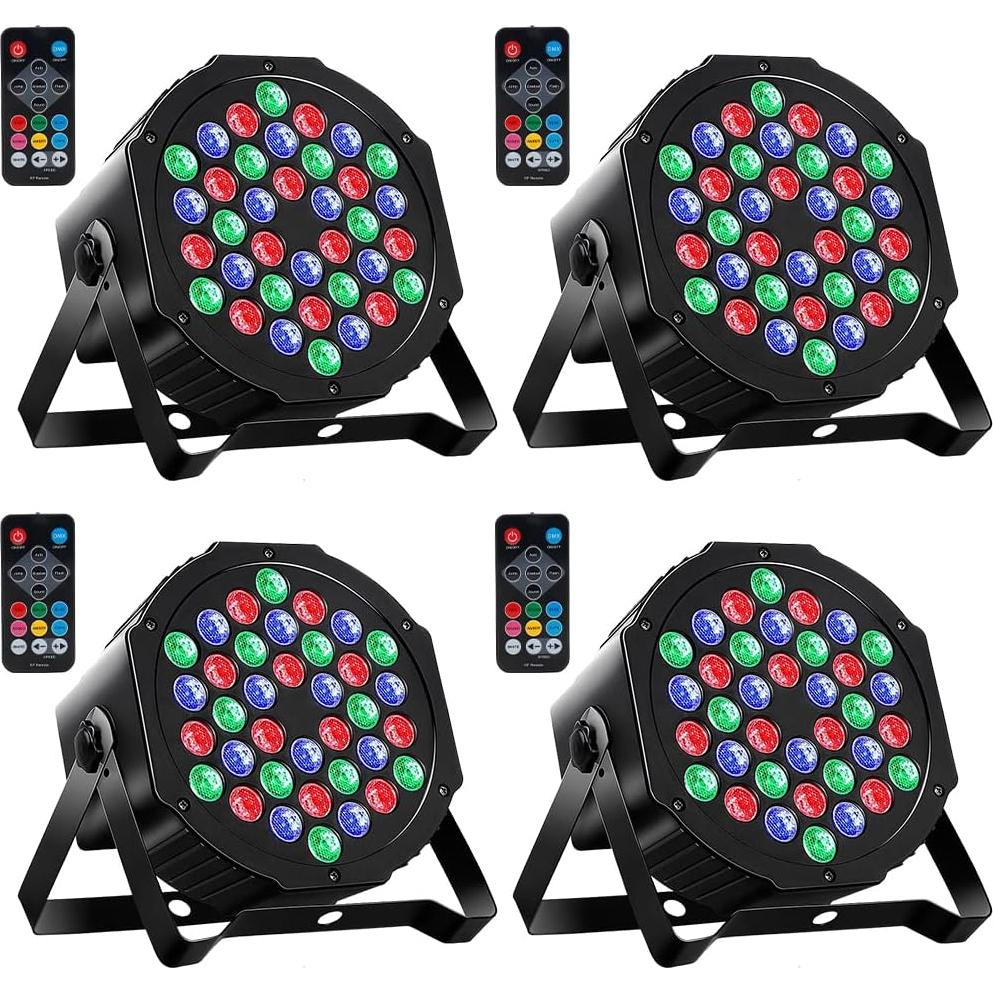 Luces PAR MOSFiATA 36 LED RGB con control remoto - Paquete de 4