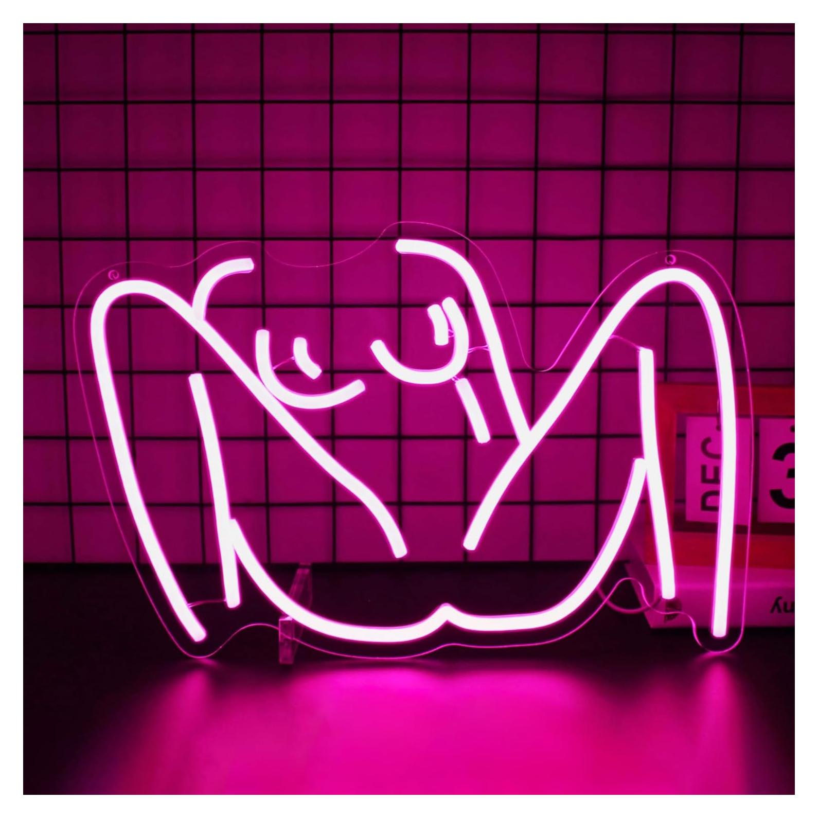 Señal de Neón LED Cuerpo de Dama Rosa Gdbkabf 35x20 cm