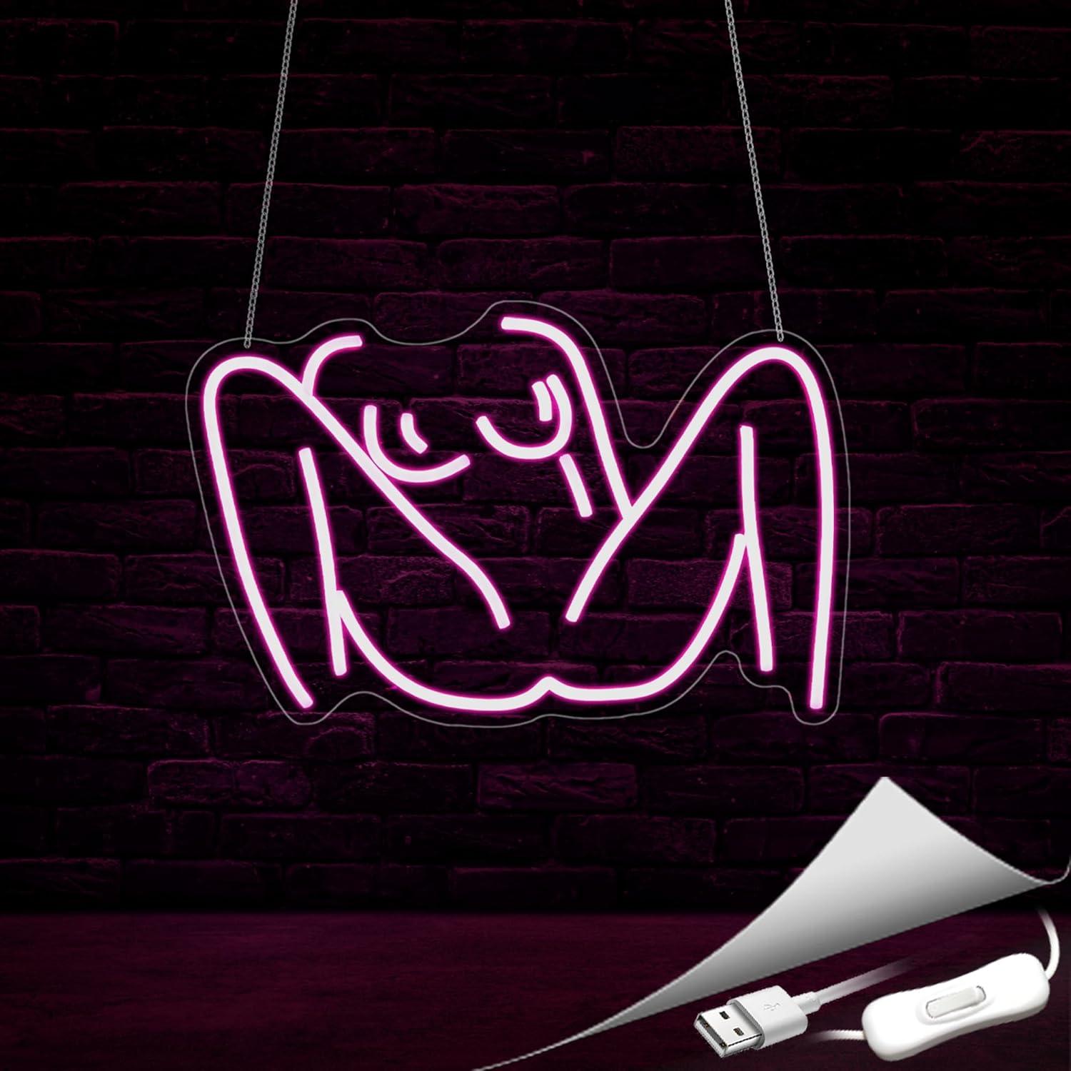 Señal de Neón LED Cuerpo de Dama Rosa Gdbkabf 35x20 cm