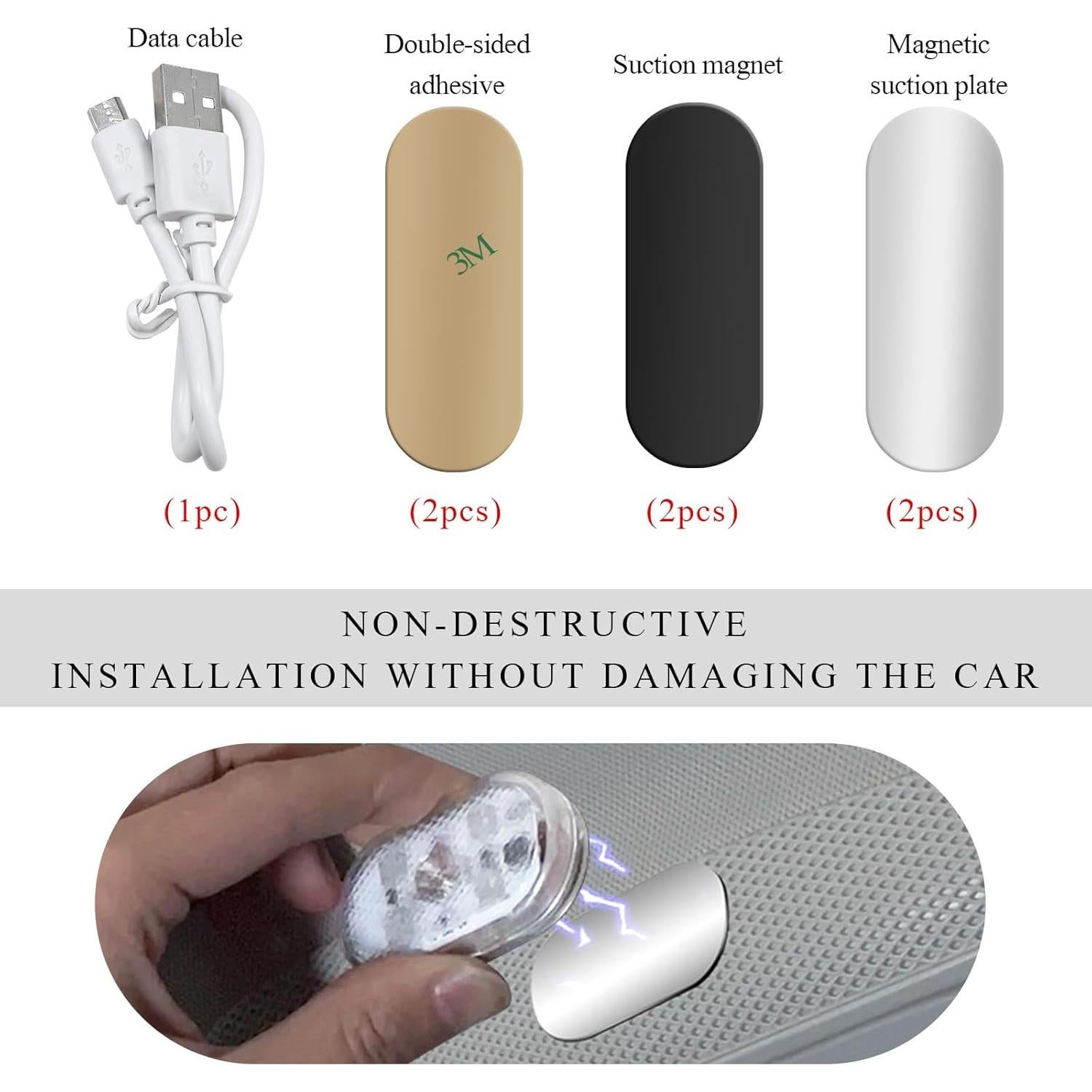 Luces LED Inalámbricas Gasedin 2 PCS Magnéticas 7 Colores