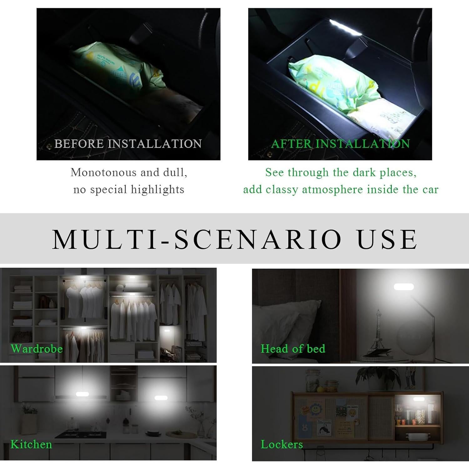 Luces LED Inalámbricas Gasedin 2 PCS Magnéticas 7 Colores