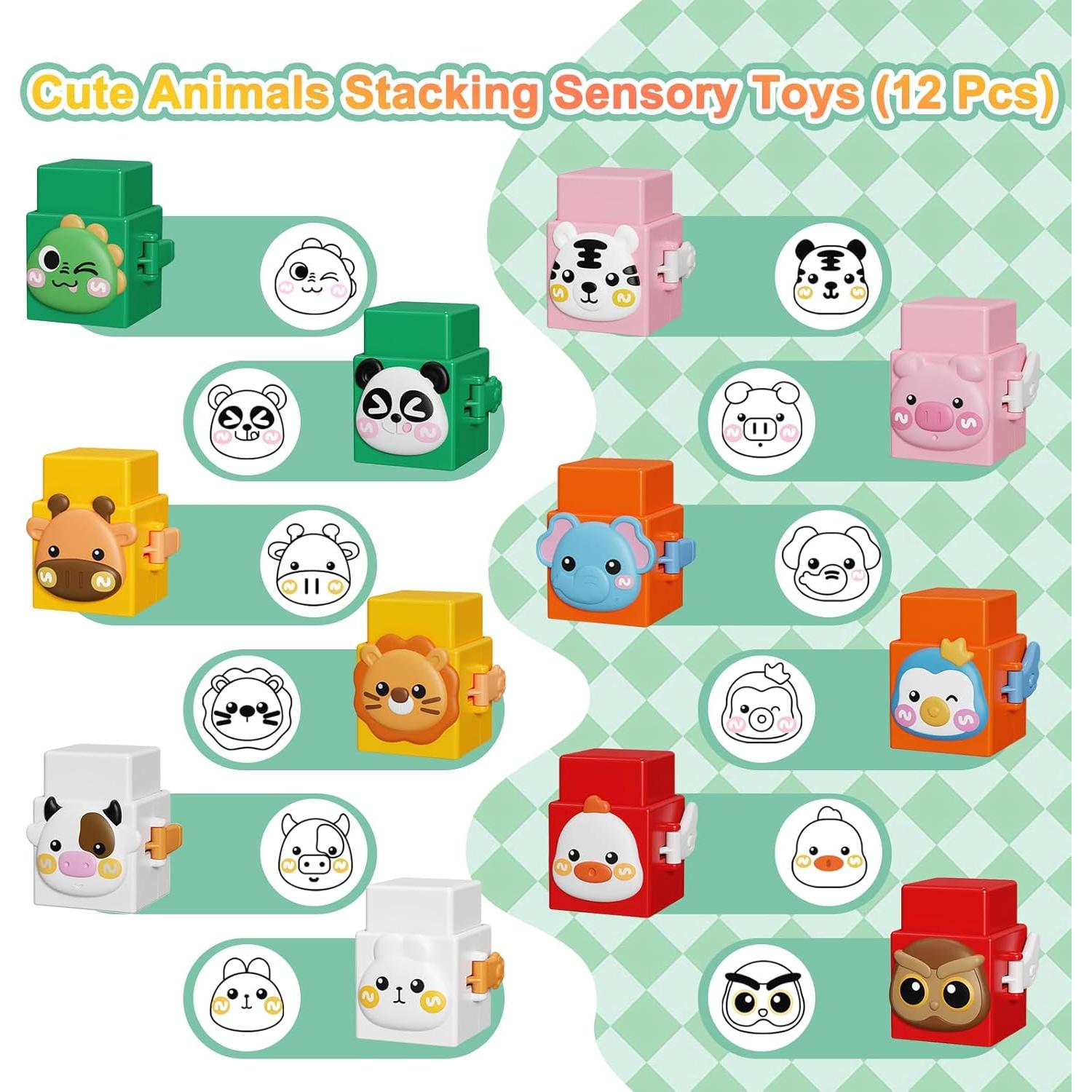 Juego de 12 Juguetes Apilables Animales BLNOS 331.7g