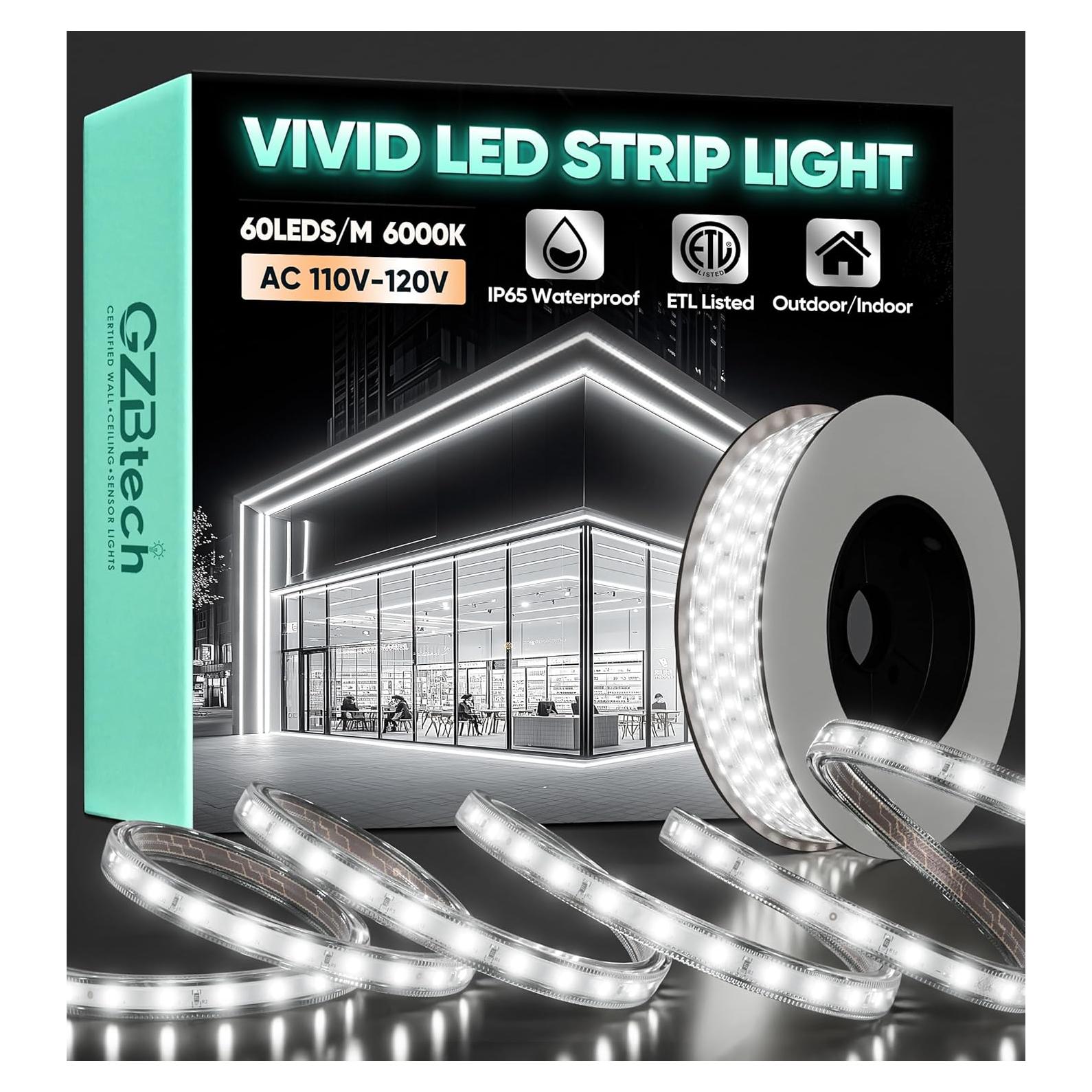 Tira de LED GZBtech 10M 6000K IP65 Impermeable para Exteriores