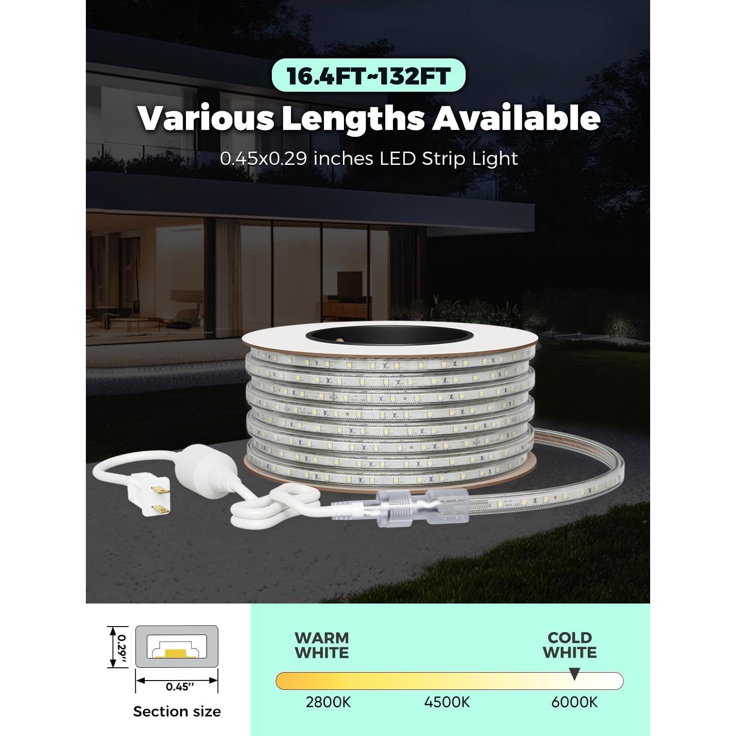 Tira de LED GZBtech 10M 6000K IP65 Impermeable para Exteriores