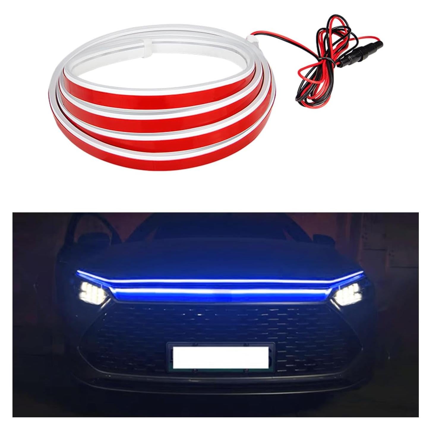 Tira de Luz LED para Capó de Coche Dickno 200 cm Azul