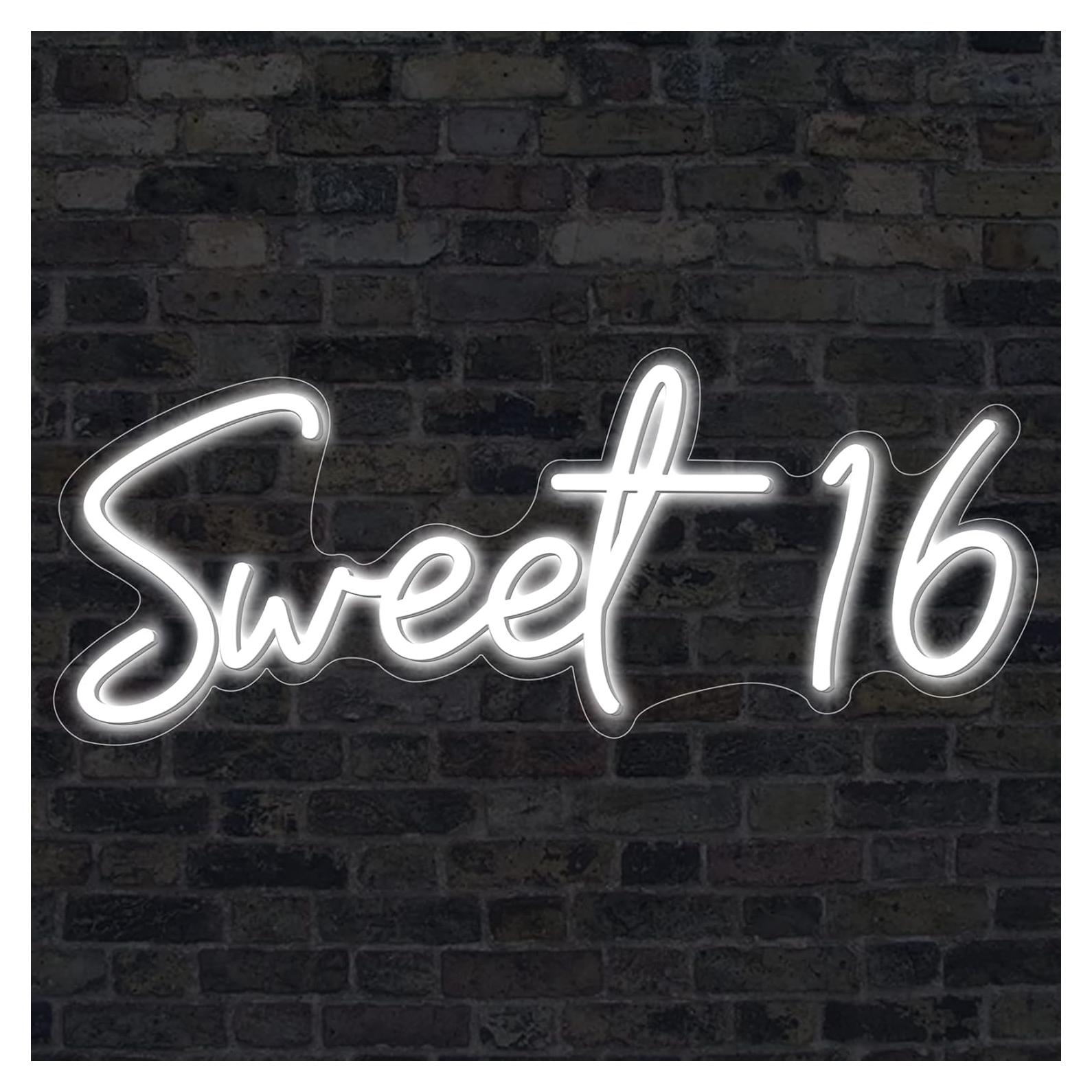 Letrero de neón LED personalizado Sweet16 60x40 cm