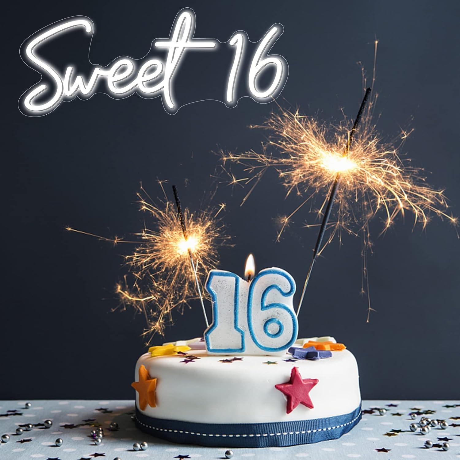 Letrero de neón LED personalizado Sweet16 60x40 cm