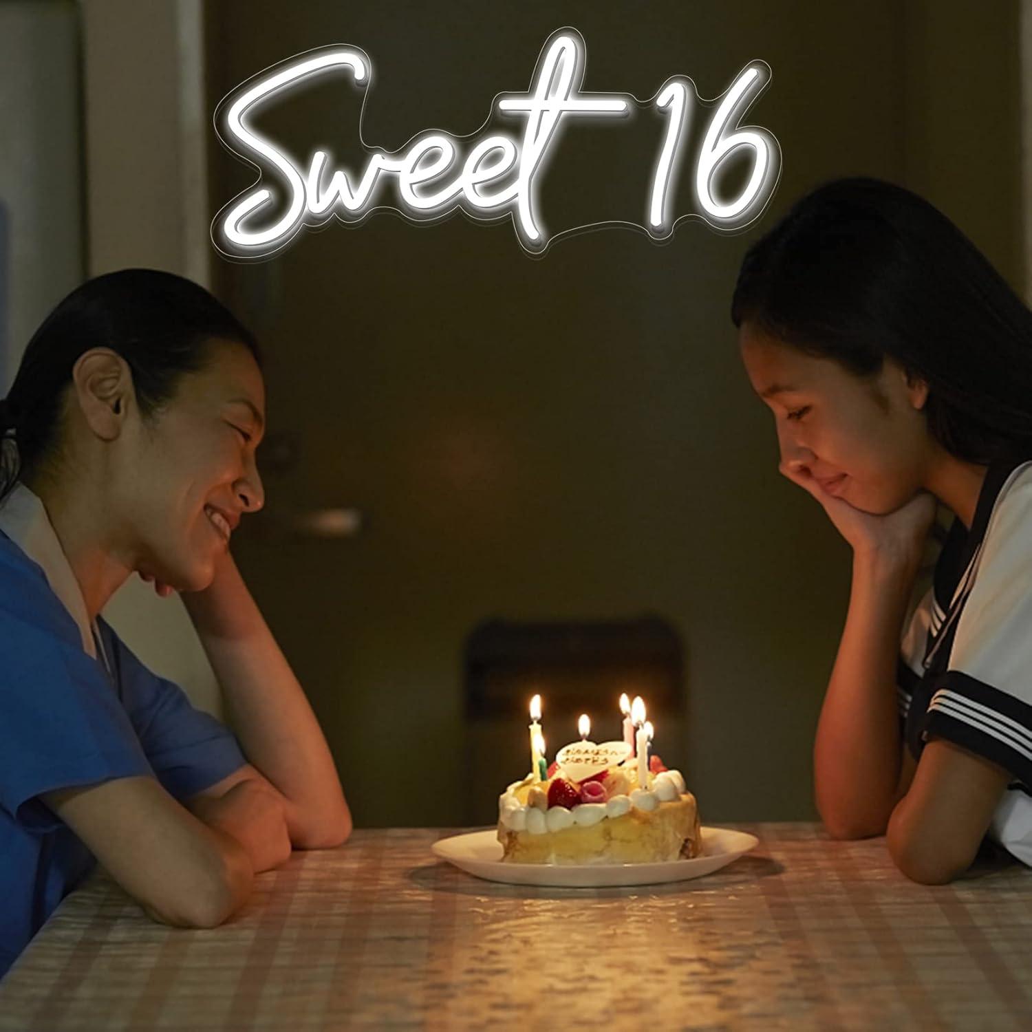 Letrero de neón LED personalizado Sweet16 60x40 cm