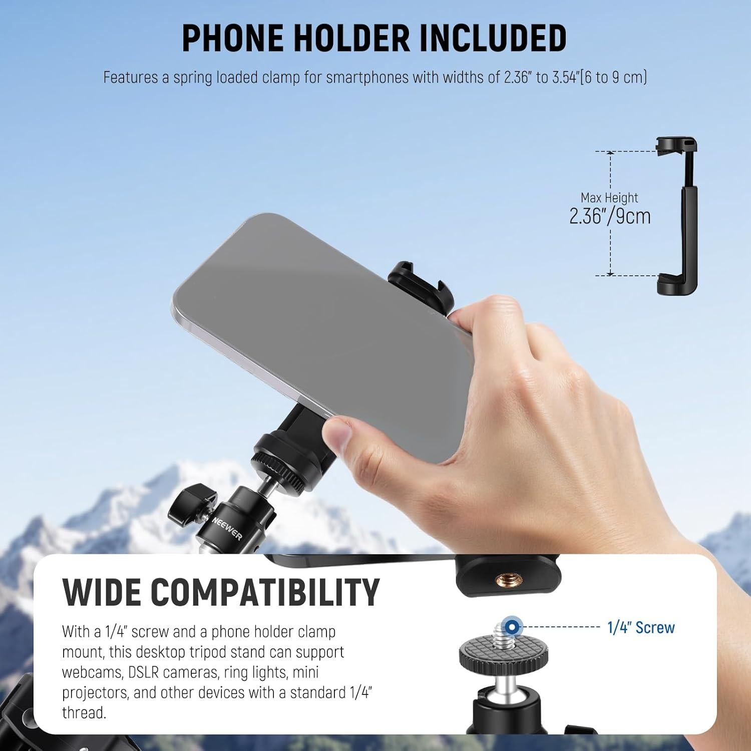 Soporte de Webcam NEEWER ST45B Tripode Ajustable 29-45cm