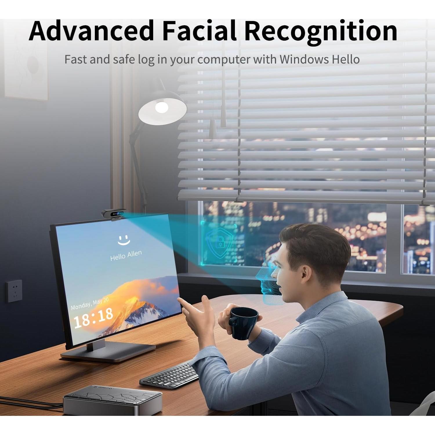 Webcam TOALLIN Hello-Pro 2K QHD USB con micrófono y ángulo amplio