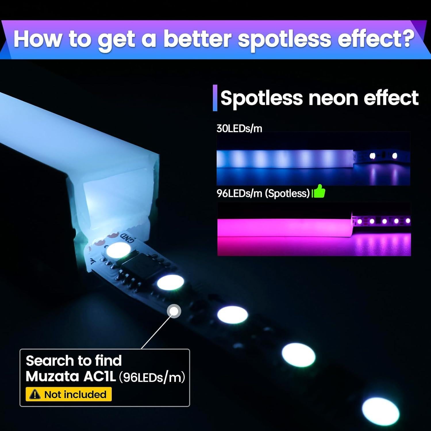 Canal LED de Silicona Muzata USC4 5M IP67 Flexible Neón