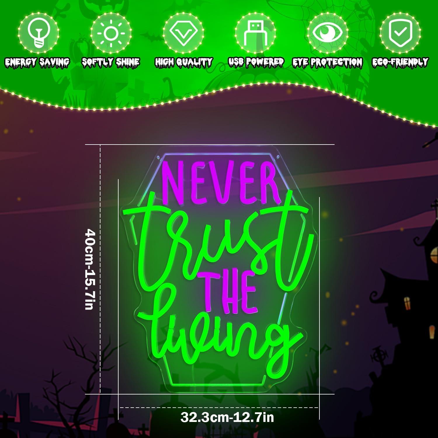 Luz LED de Neón Halloween Ajoyferris Nunca Confíes en los Vivos