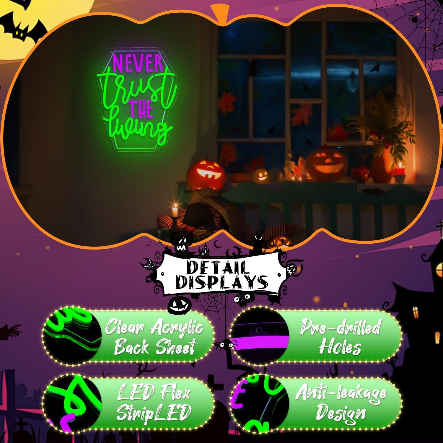 Luz LED de Neón Halloween Ajoyferris Nunca Confíes en los Vivos