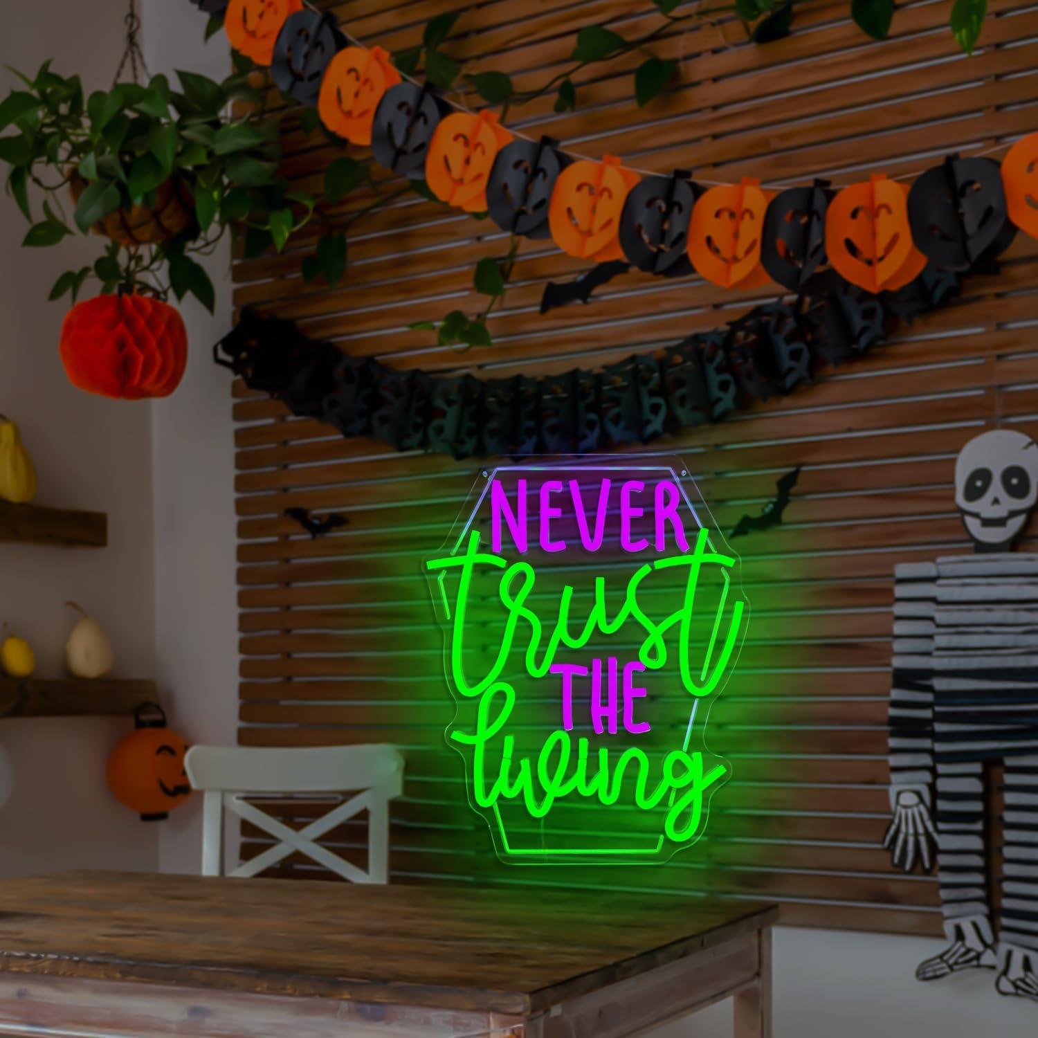 Luz LED de Neón Halloween Ajoyferris Nunca Confíes en los Vivos
