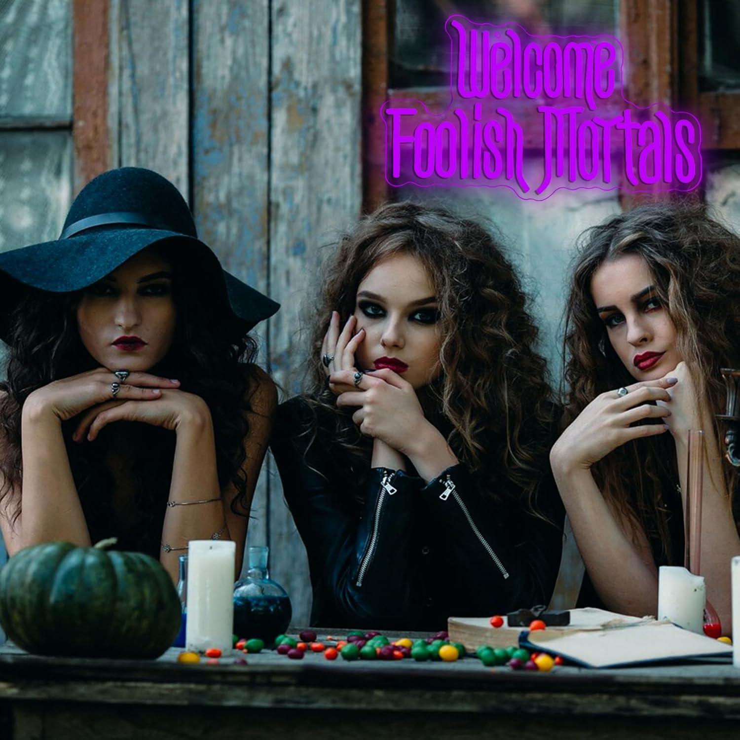 Señal de Neón LED Dimmable Symone 'Bienvenido Tontos Mortales' 40.9x23.9cm