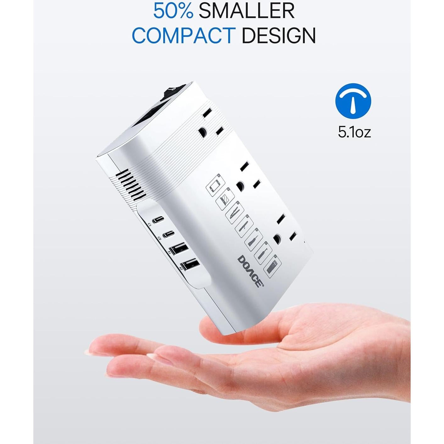 Convertidor de Voltaje DOACE 350W con 4 Puertos USB para Viajes