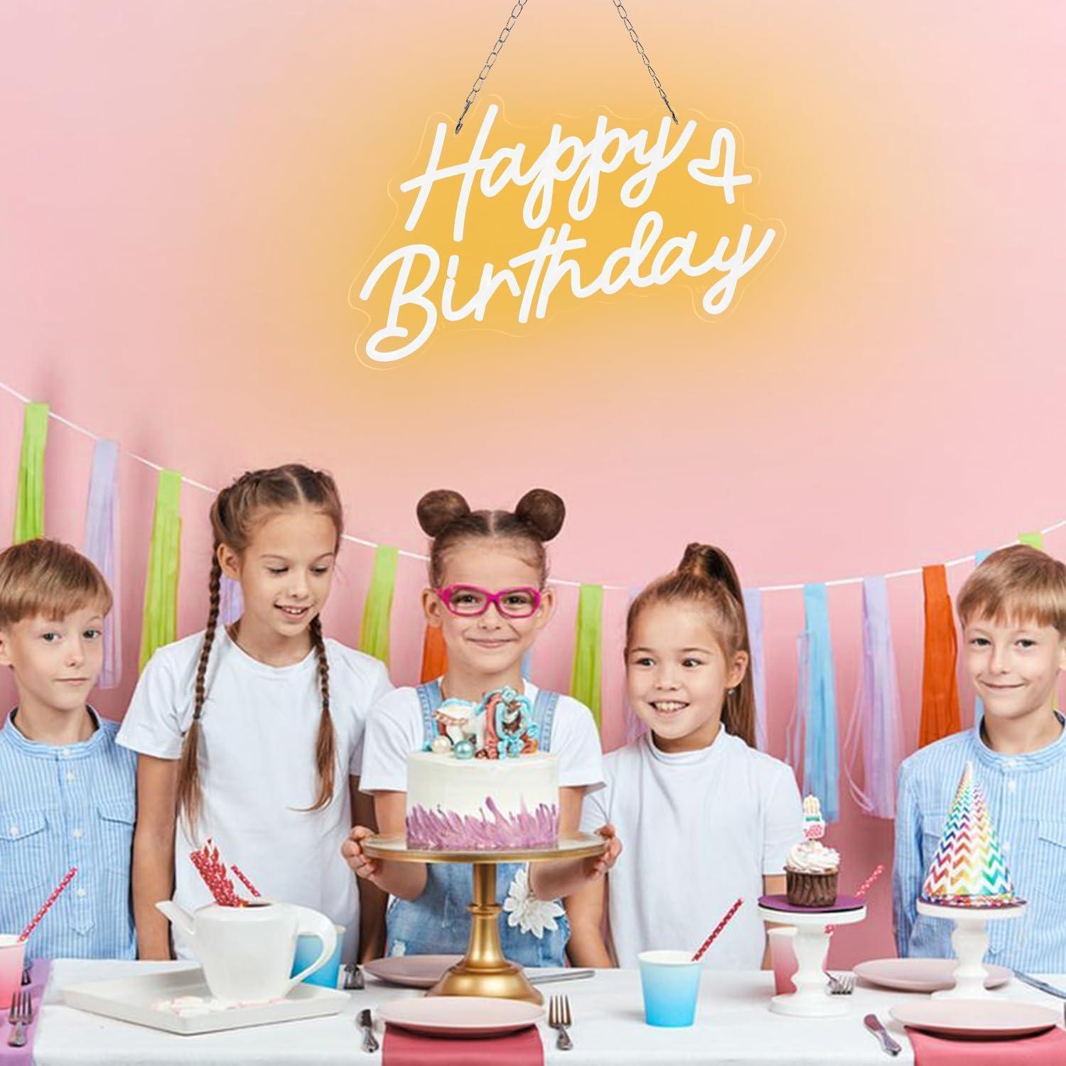 Cartel de Neón Feliz Cumpleaños Reezldokn LED USB 38.1x22.9cm