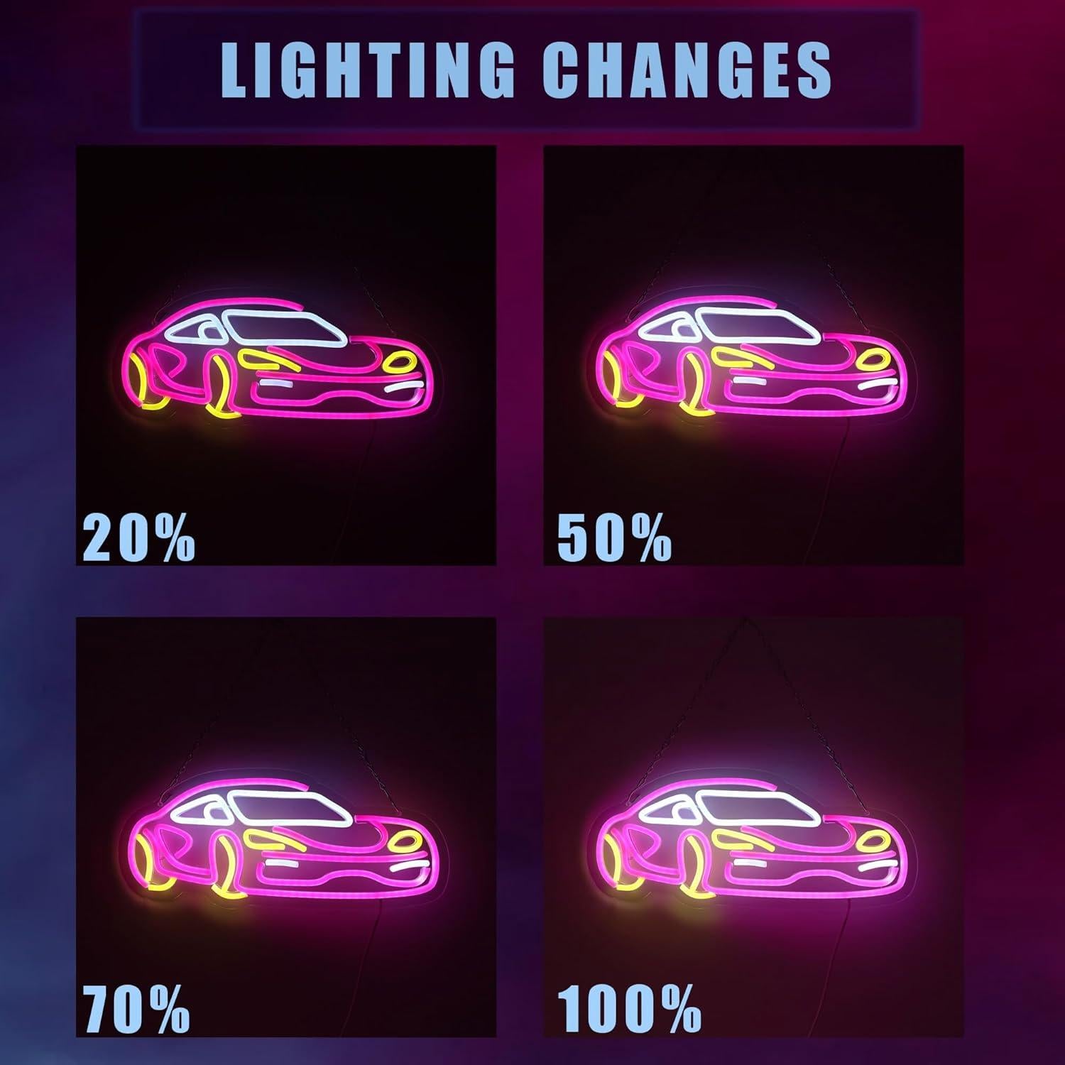 Letrero de Neón LED de Coche Rosa TAGEEKOO para Decoración