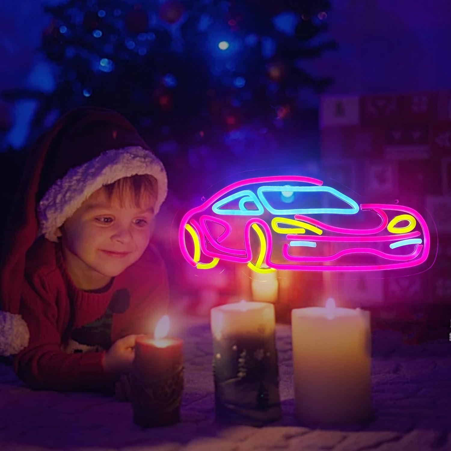 Letrero de Neón LED de Coche Rosa TAGEEKOO para Decoración