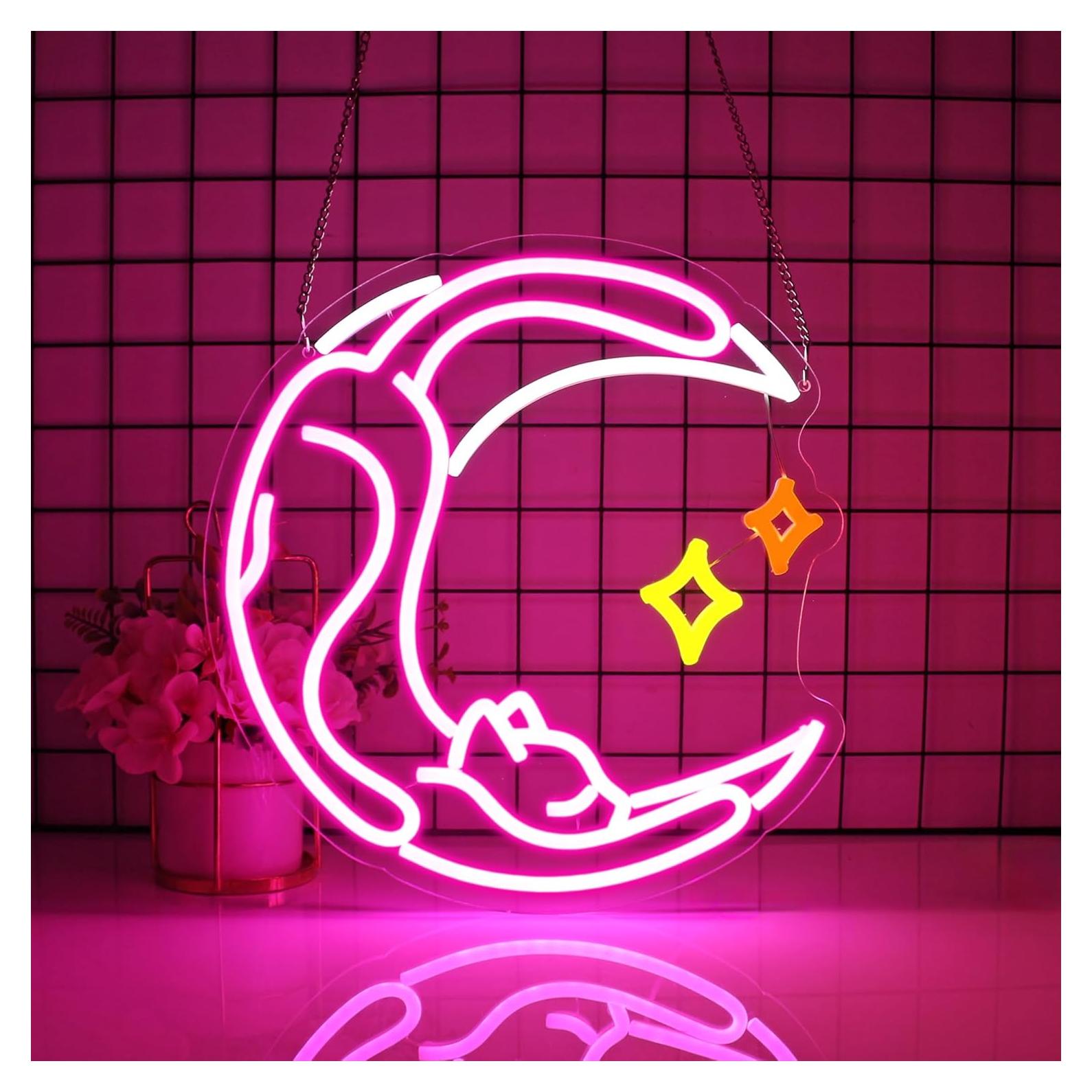 Cartel de Neón LED Rosa Gato JGHTURIE para Decoración