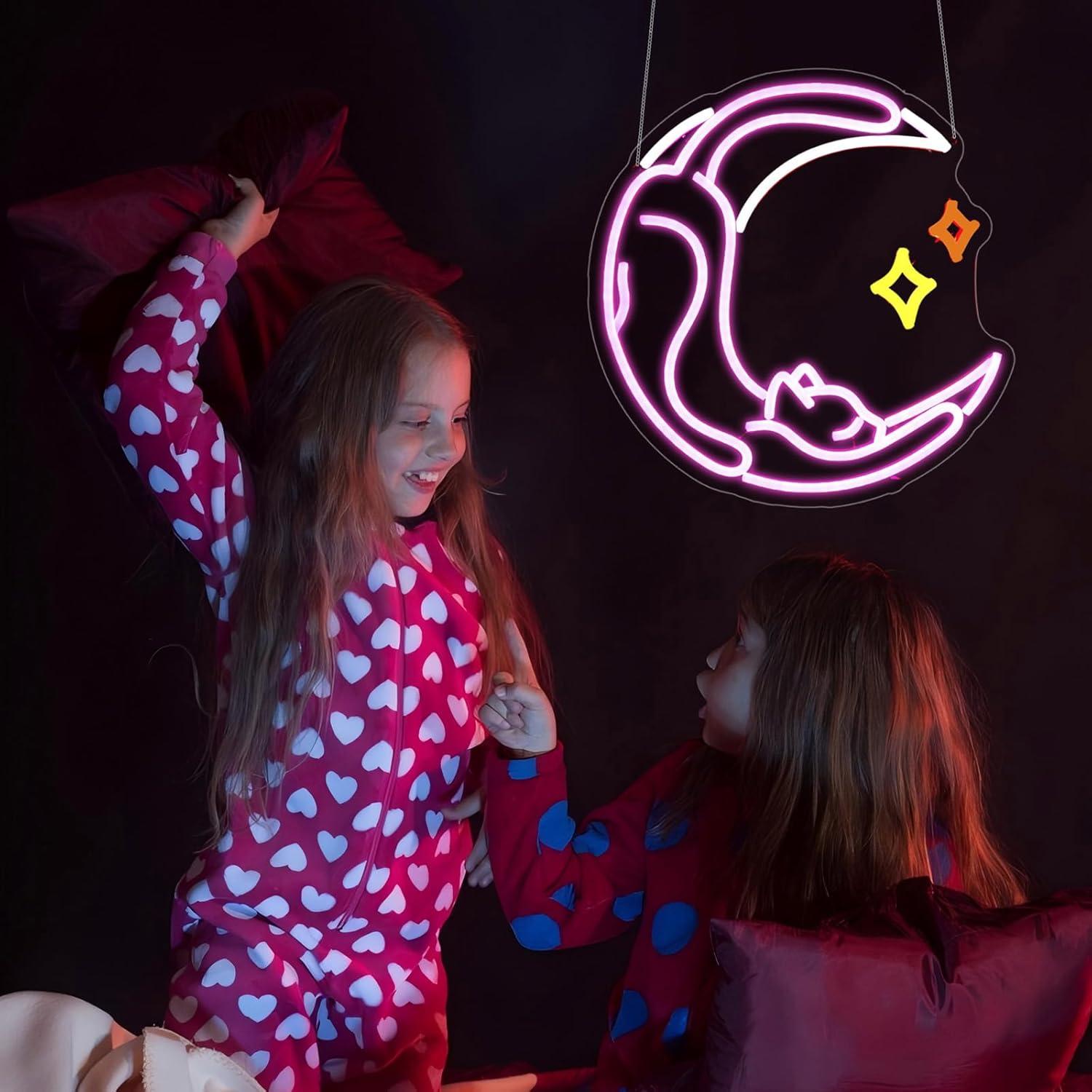 Cartel de Neón LED Rosa Gato JGHTURIE para Decoración