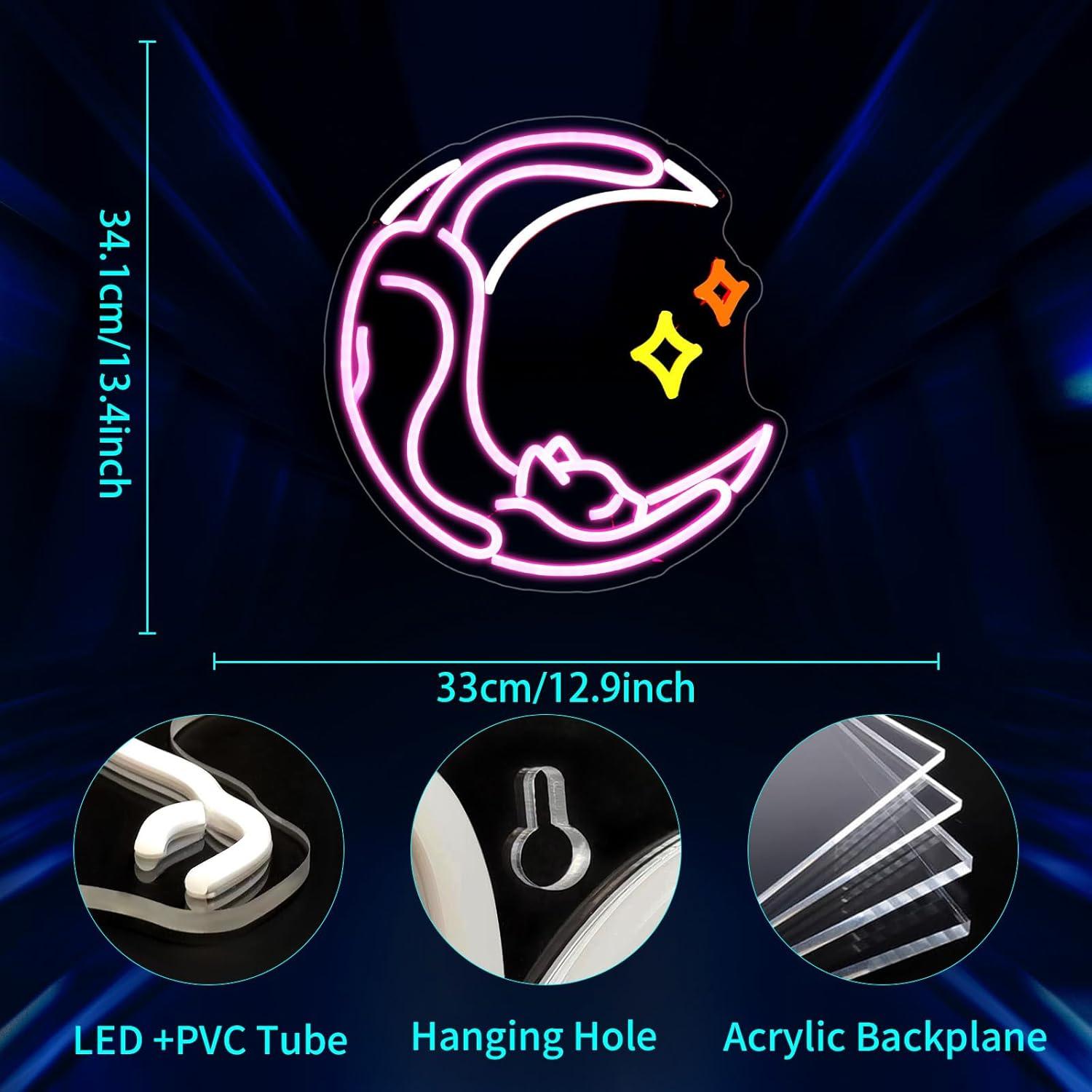 Cartel de Neón LED Rosa Gato JGHTURIE para Decoración