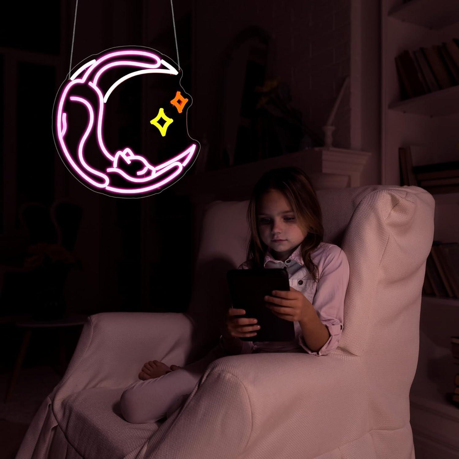 Cartel de Neón LED Rosa Gato JGHTURIE para Decoración