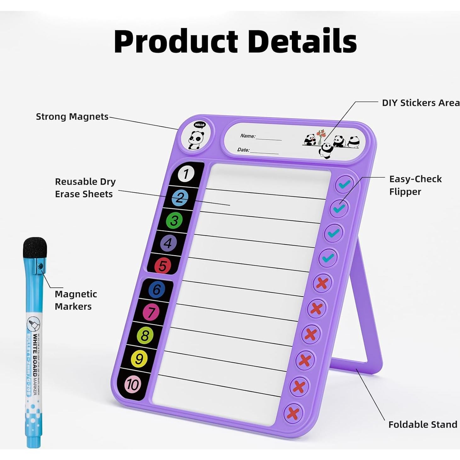 Tabla de Tareas Magnética Bailkind 25.4x17.78 cm Morado