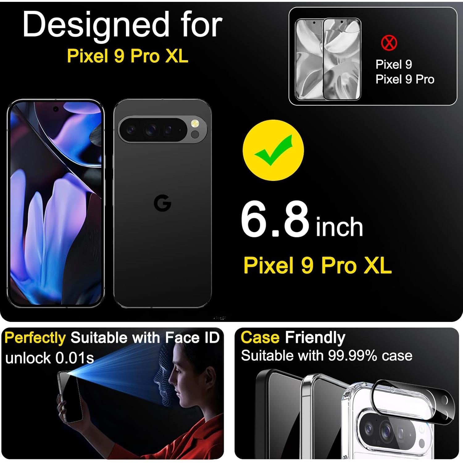 Protector de Pantalla Privado Ferilinso para Google Pixel 9 Pro XL